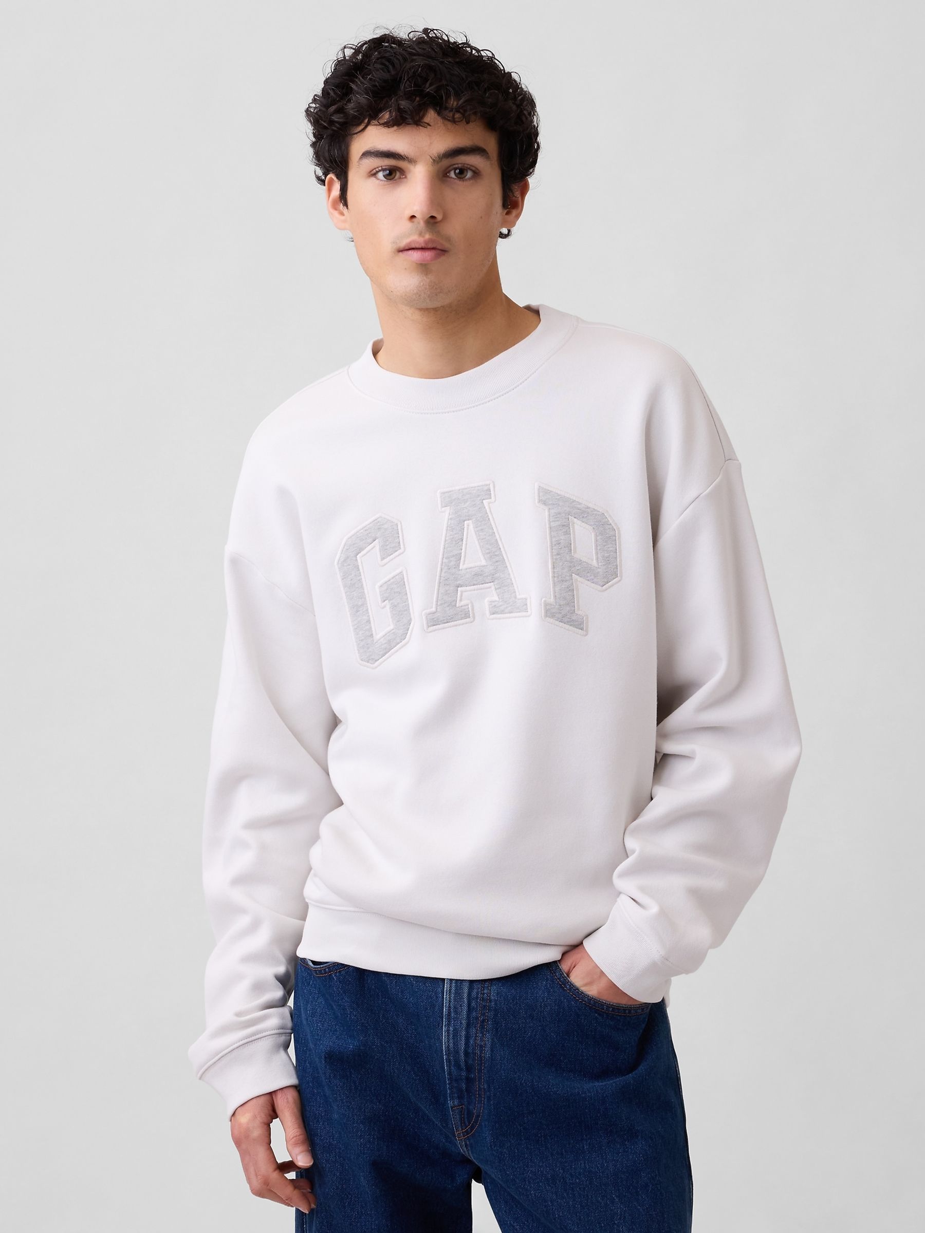White/Grey Relaxed Logo Sweatshirt - Image 1 of 2