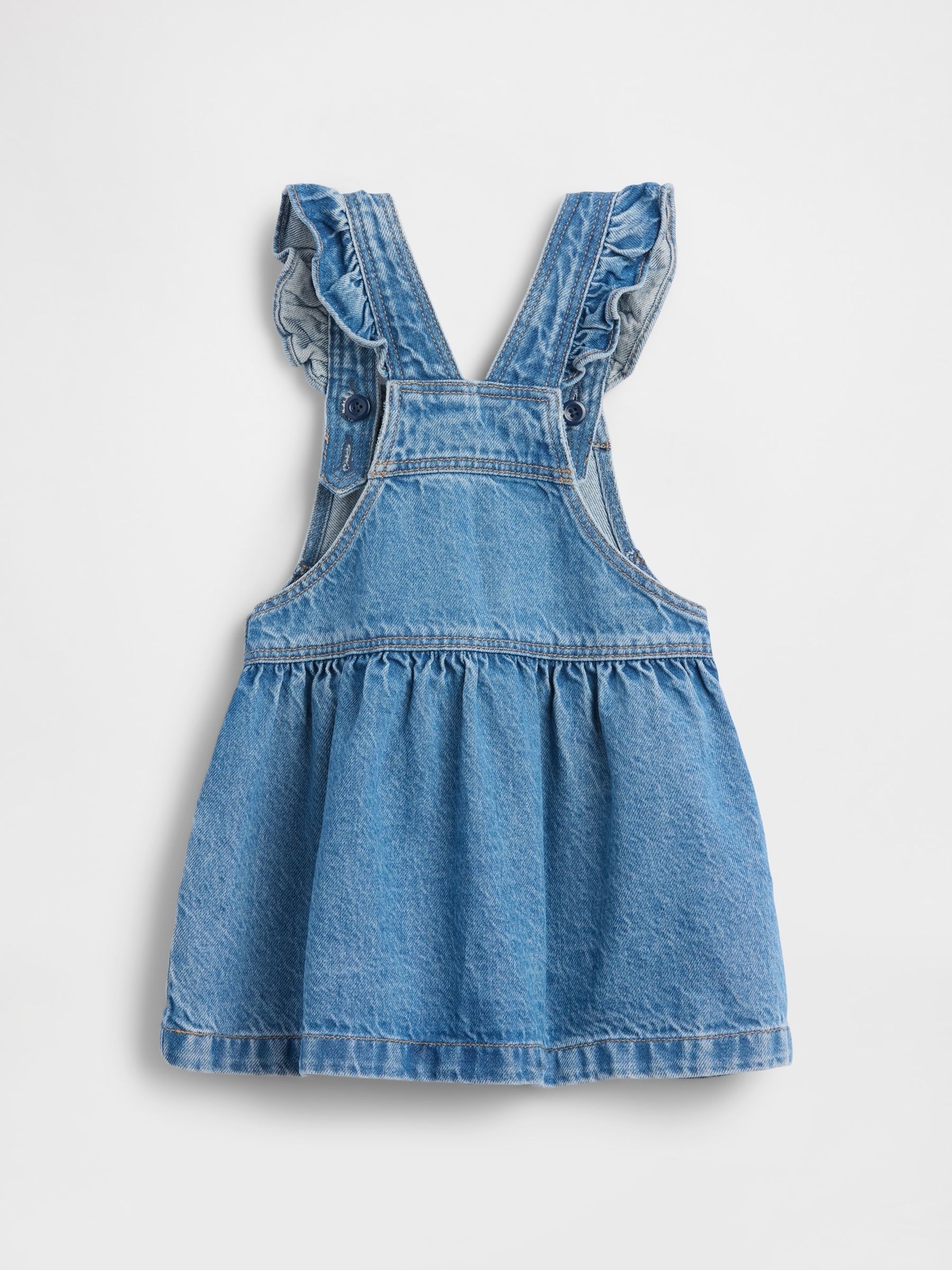Medium Wash Bear Pocket Denim Pinafore Dress - Image 3 of 4