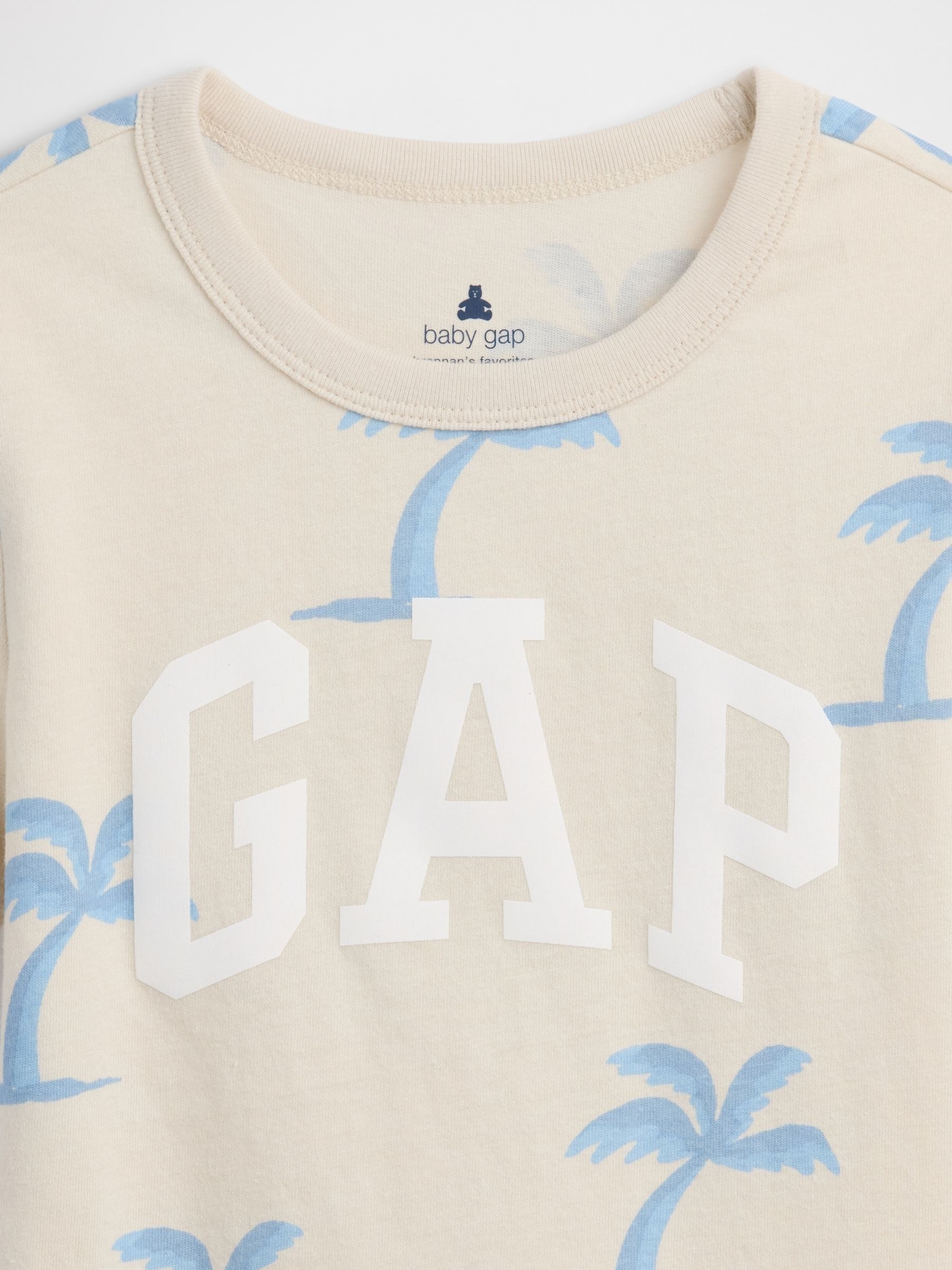 Cream Palm Tree Graphic Logo Short Sleeve T-Shirt - Image 3 of 3