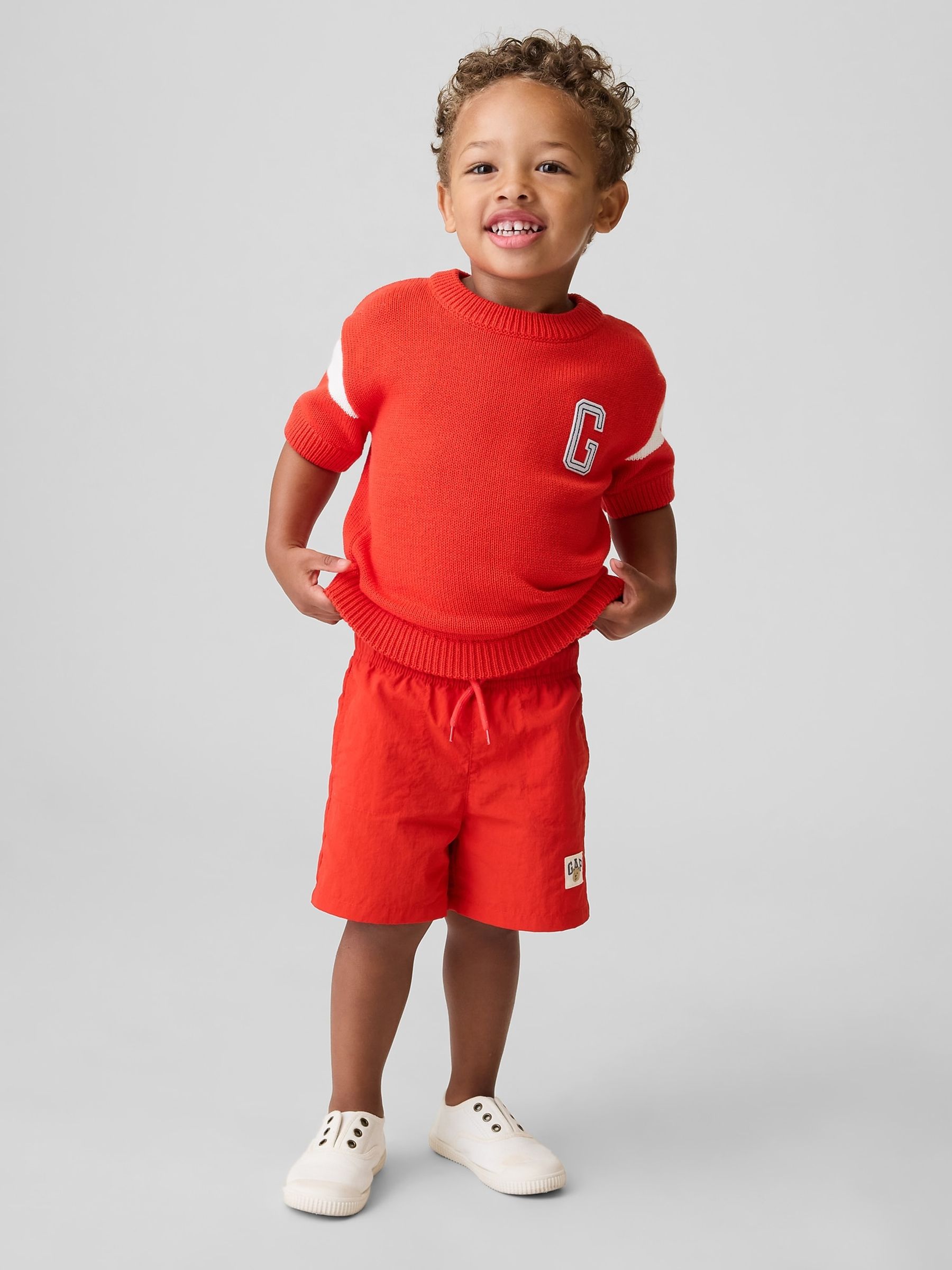 Red Varsity Logo Knitted Short Sleeve Jumper - Image 1 of 4