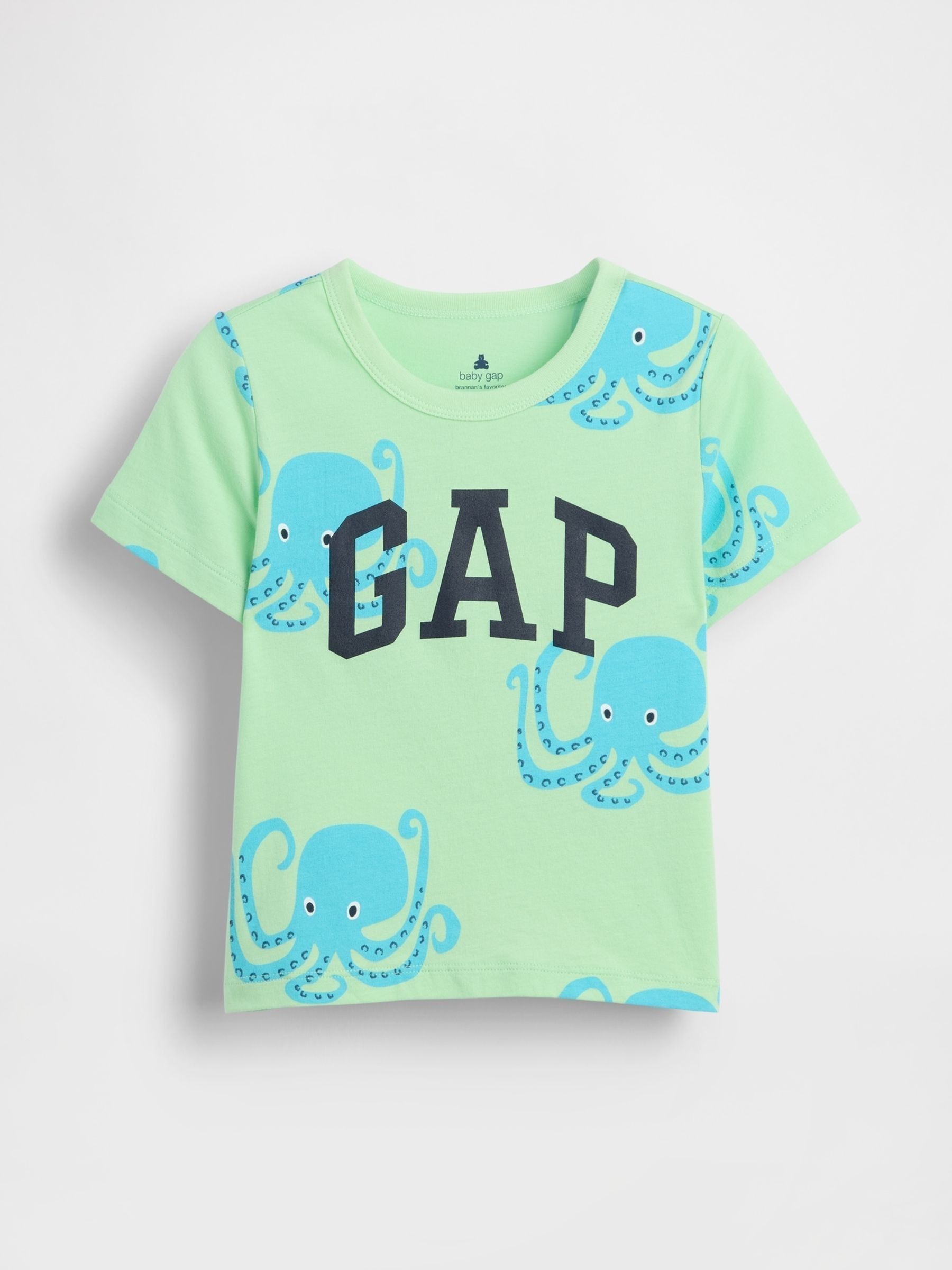 Green Octopus Graphic Logo Short Sleeve T-Shirt - Image 1 of 3