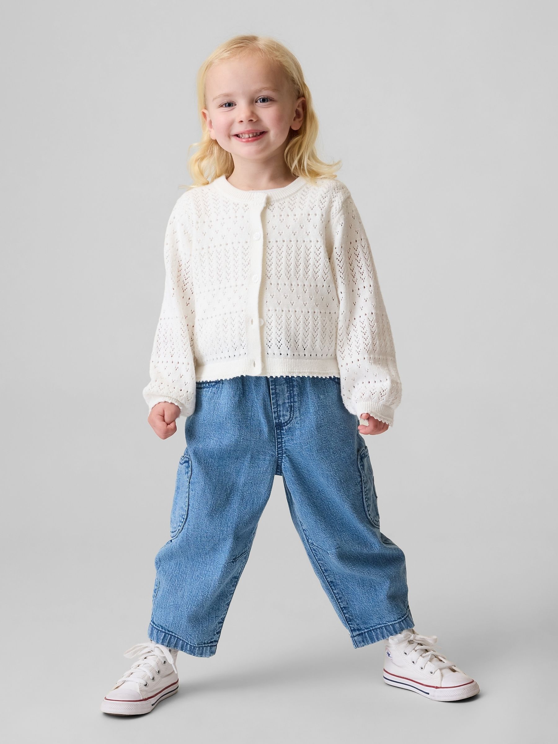 Medium Wash Brannan Bear Pocket Pull-On Barrel Jeans - Image 1 of 4