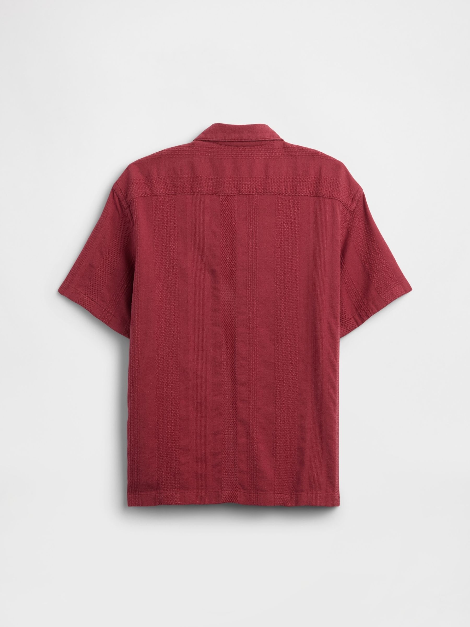 Red Textured Holiday Shirt - Image 2 of 3 Red Textured Holiday Shirt - Image 2 of 3