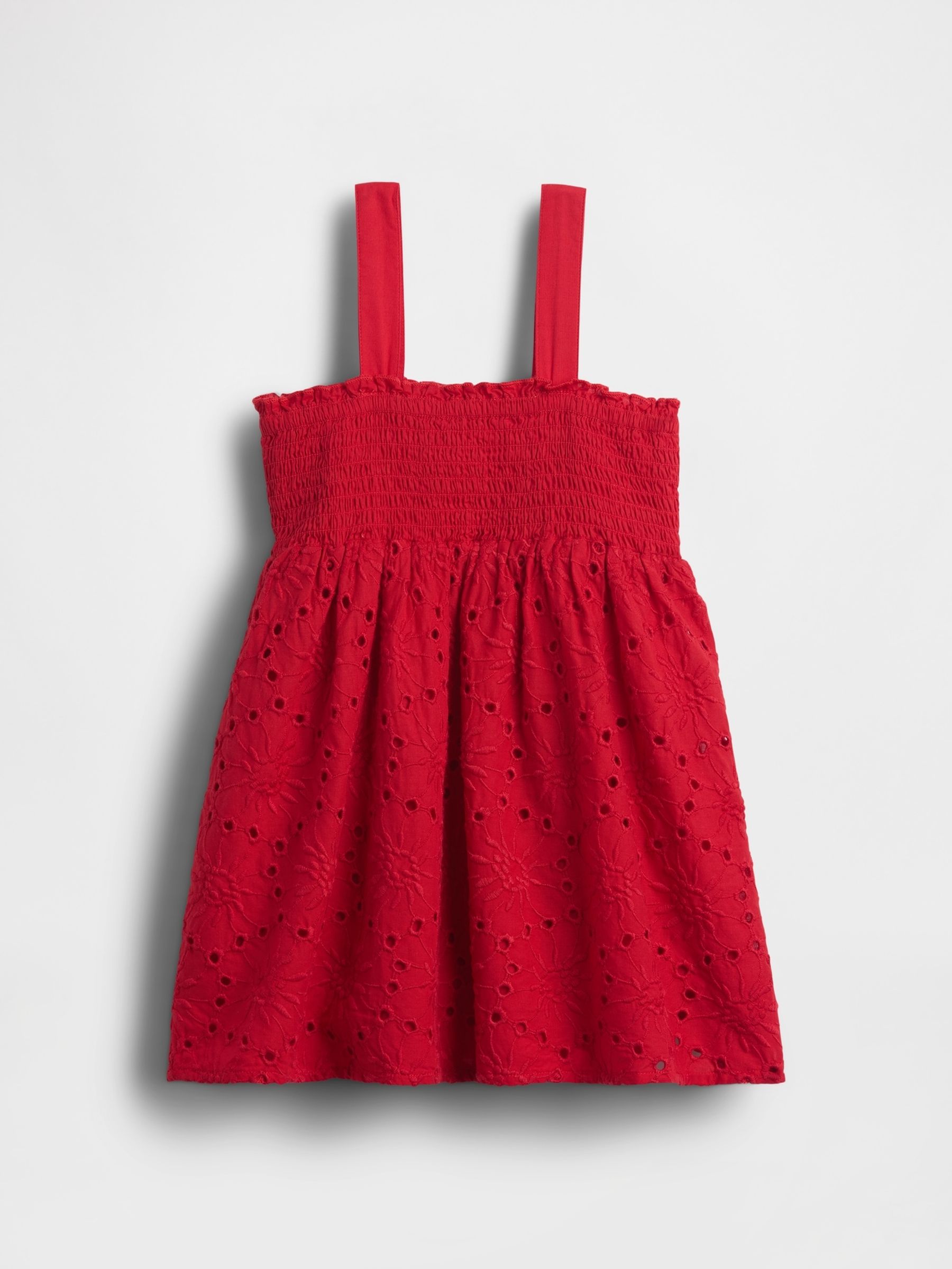 Red Smocked Eyelet Dress - Image 1 of 3