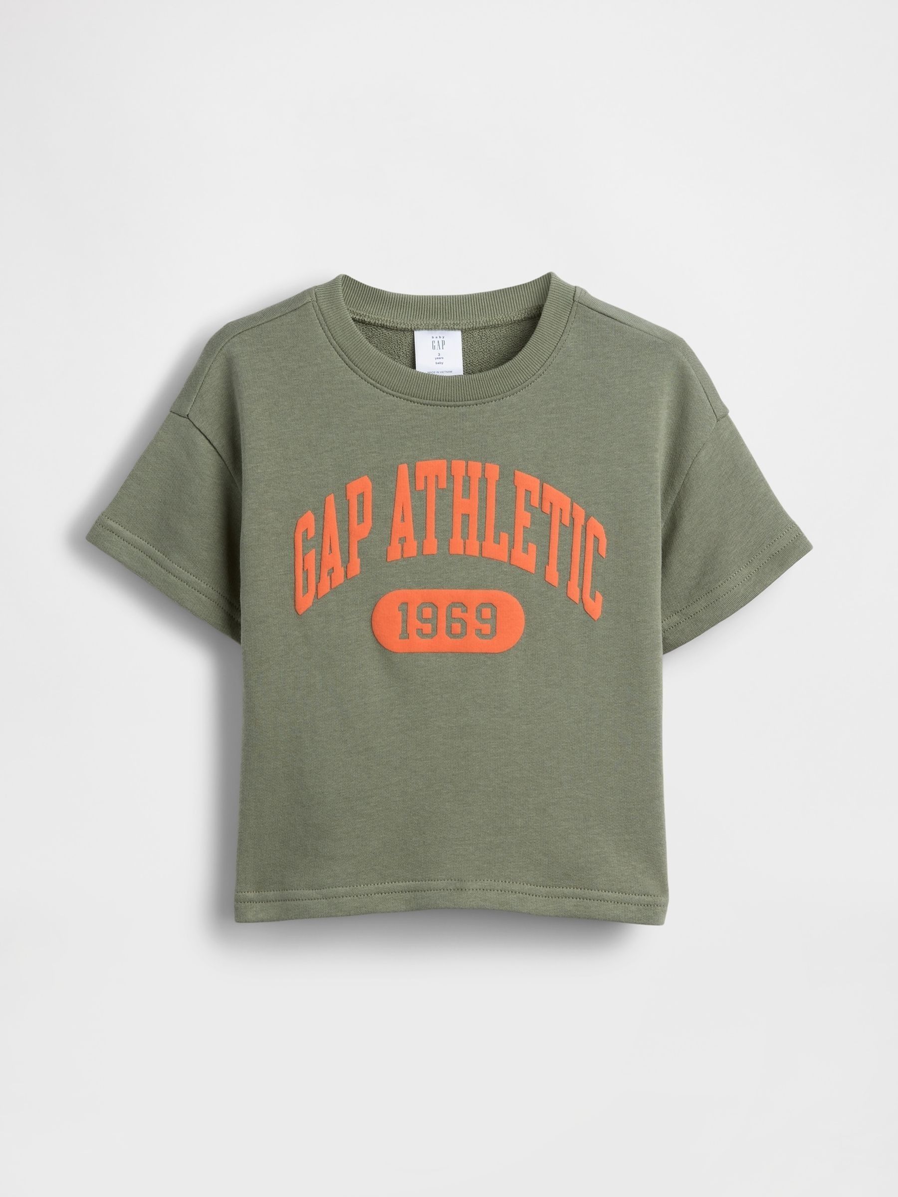 Green French Terry Short Sleeve Sweatshirt - Image 1 of 3 Green French Terry Short Sleeve Sweatshirt - Image 1 of 3