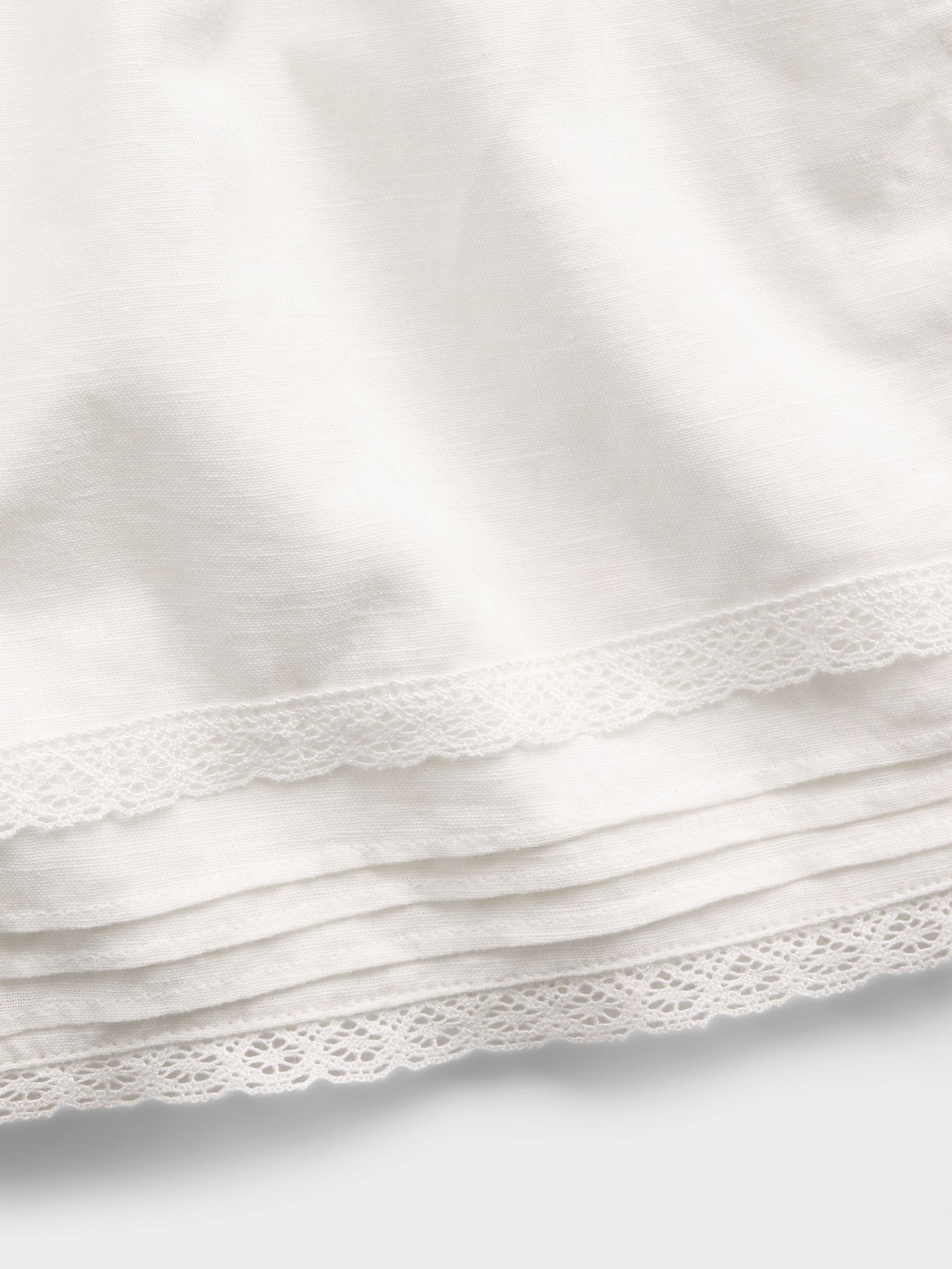 White Linen-Cotton Lace-Trim Easy Shorts - Image 5 of 6