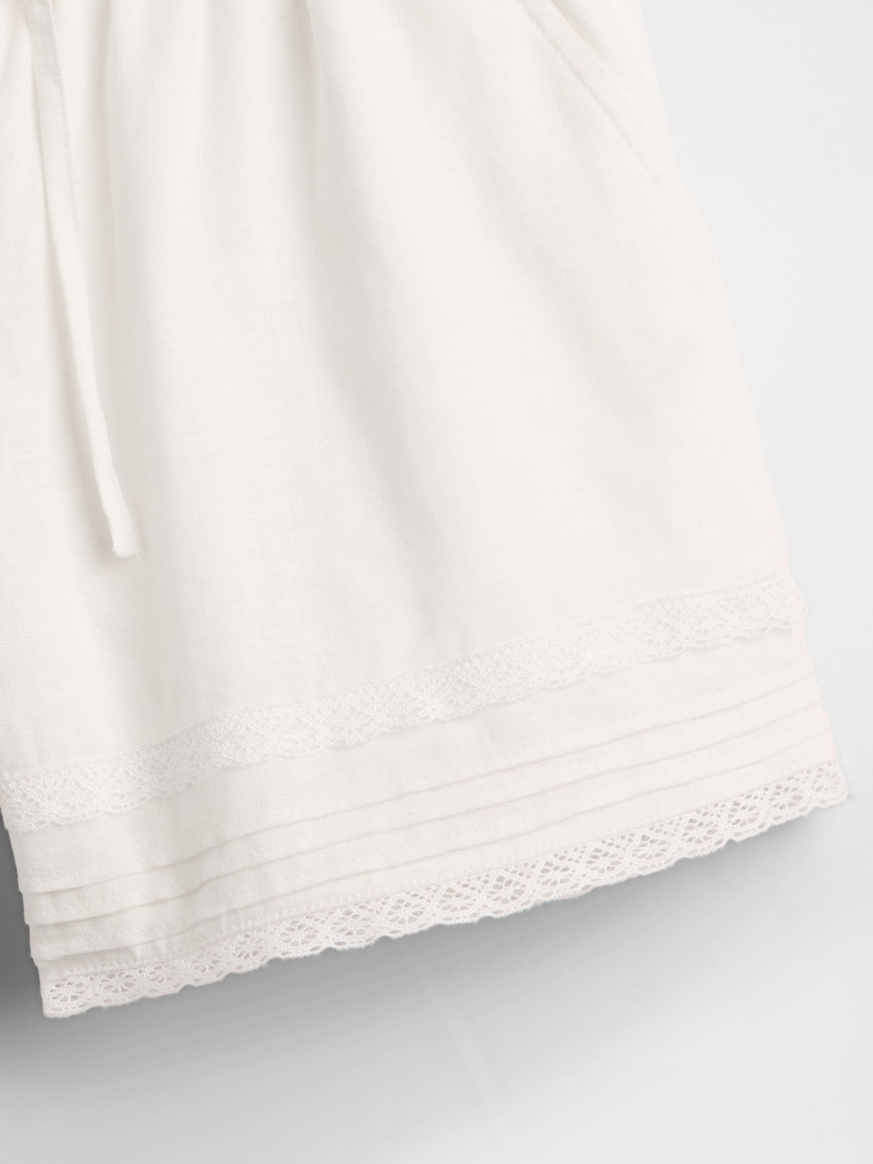 White Linen-Cotton Lace-Trim Easy Shorts - Image 6 of 6