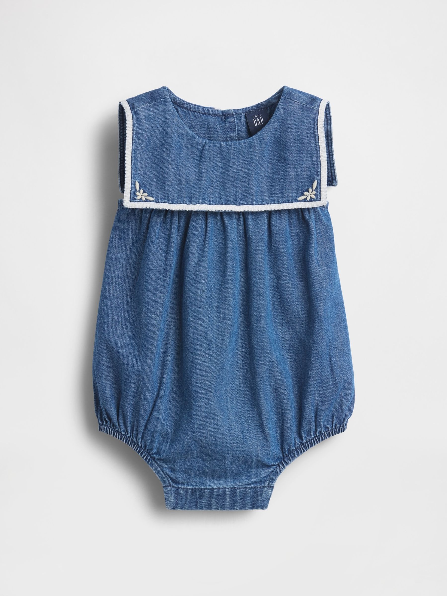 Medium Wash Denim Sailor Bubble One-Piece - Image 1 of 3