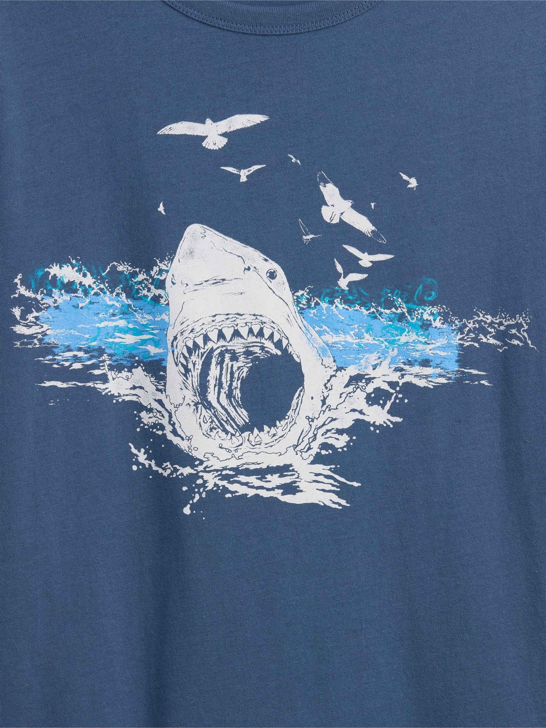 Blue Shark Graphic Short Sleeve T-Shirt - Image 3 of 3 Blue Shark Graphic Short Sleeve T-Shirt - Image 3 of 3
