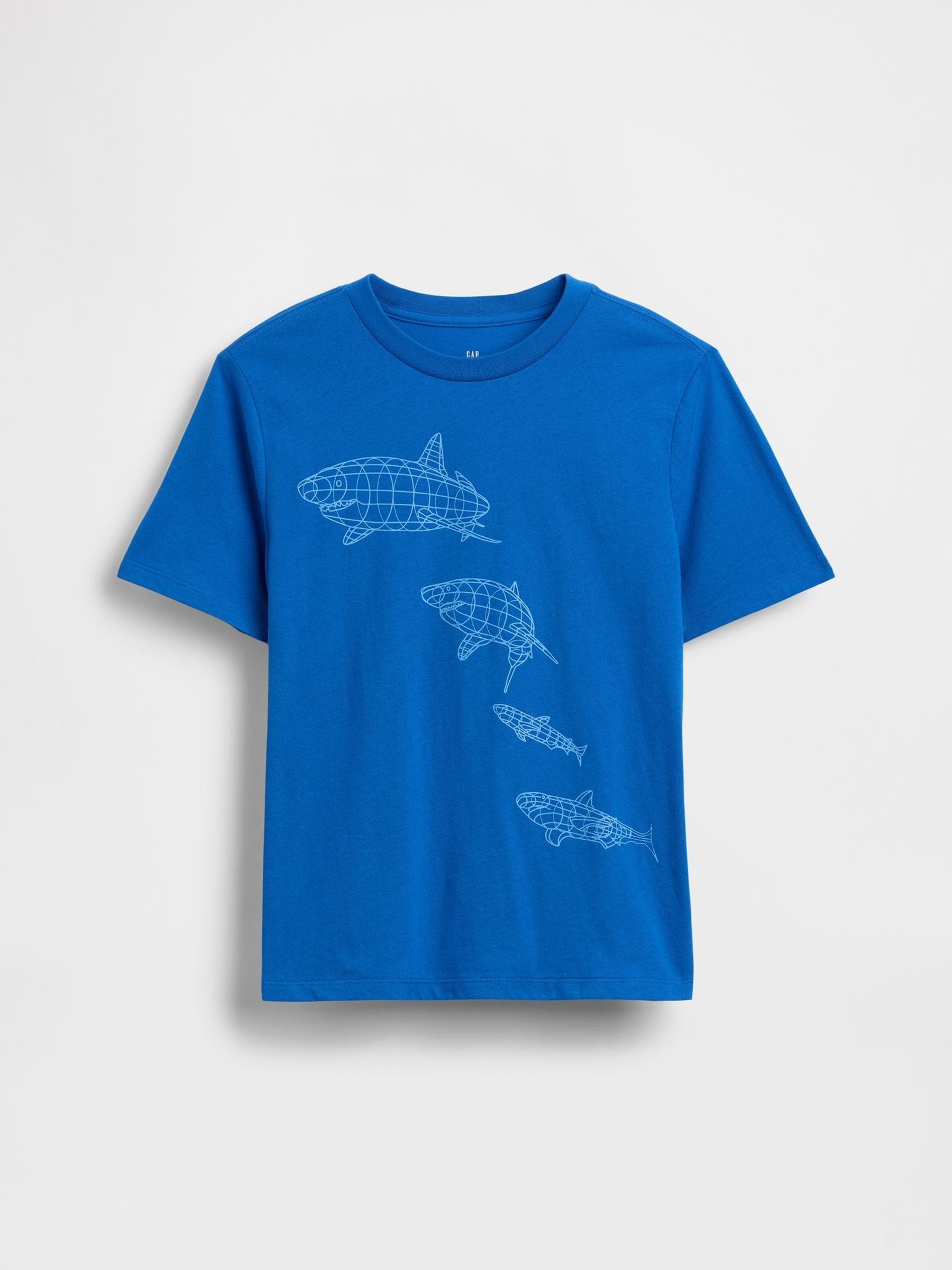 Blue Shark Graphic Short Sleeve T-Shirt - Image 1 of 3 Blue Shark Graphic Short Sleeve T-Shirt - Image 1 of 3
