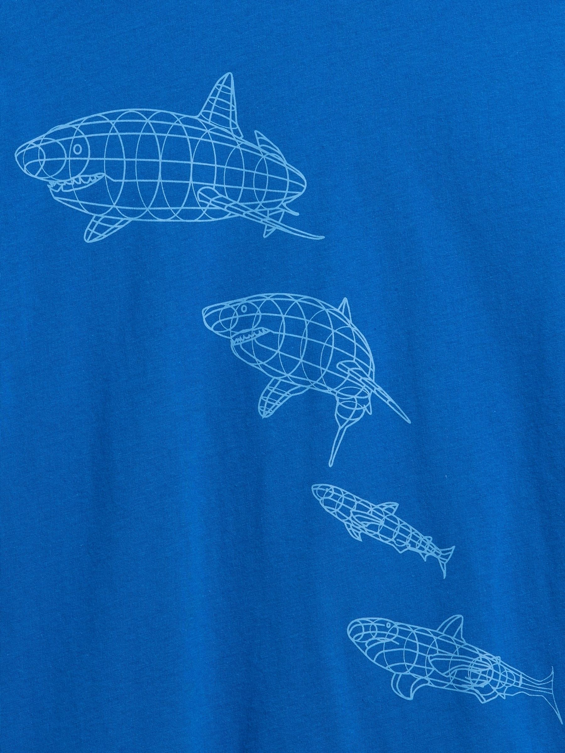 Blue Shark Graphic Short Sleeve T-Shirt - Image 3 of 3
