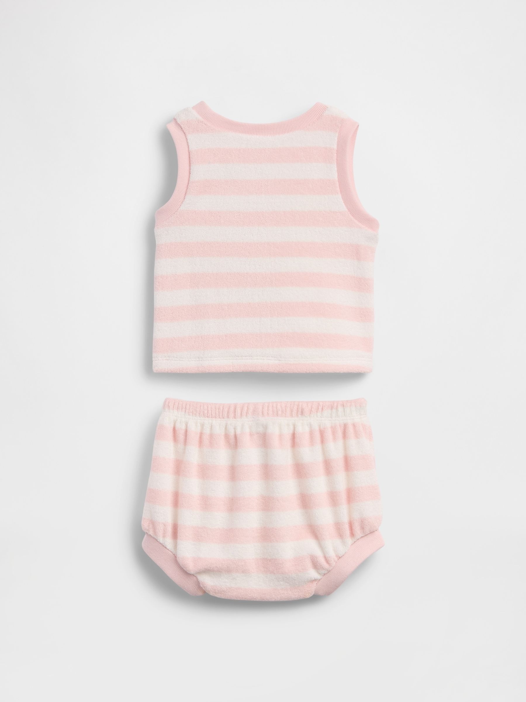 Pink Towel Terry Stripe Outfit Set - Image 2 of 3