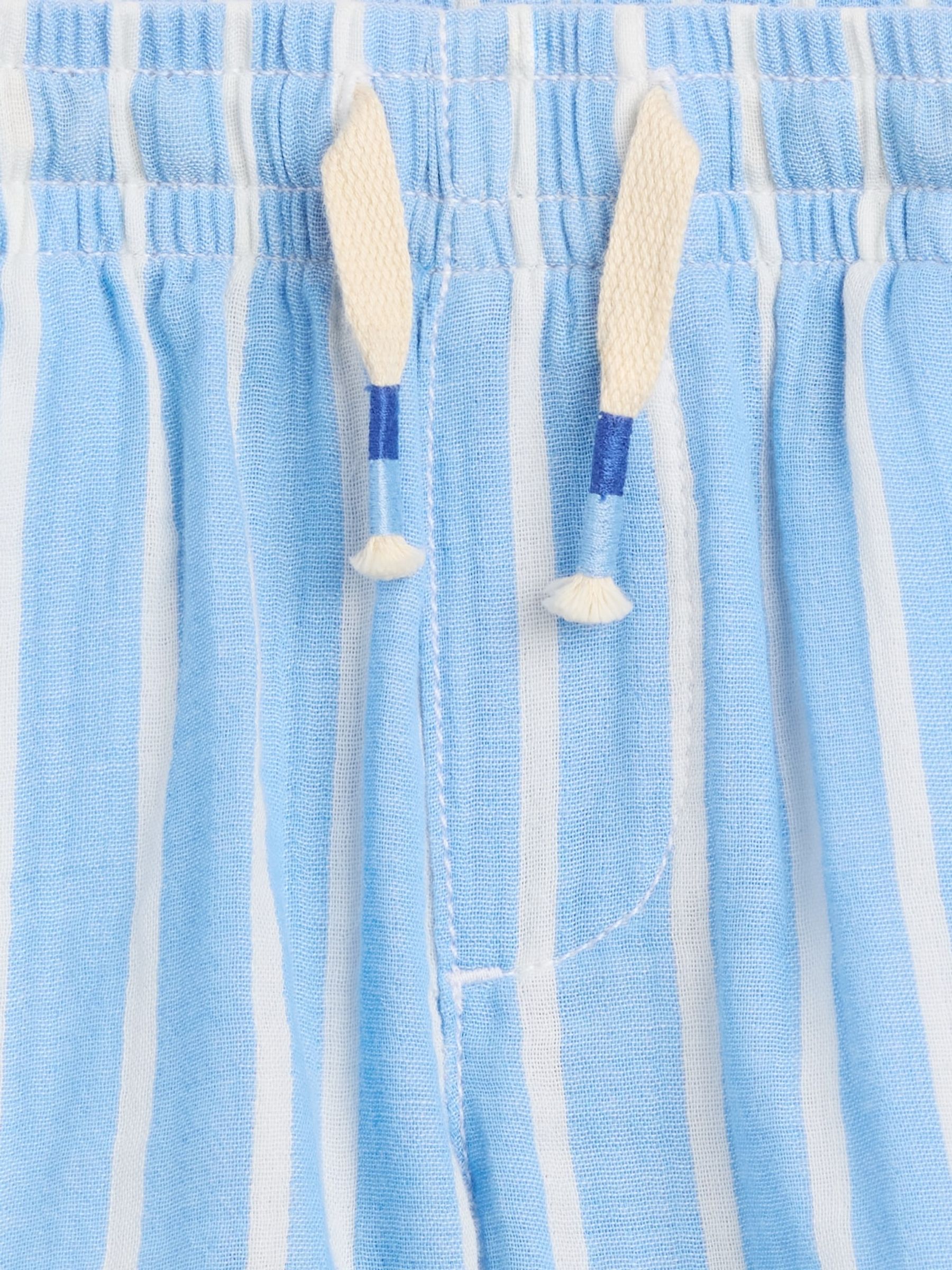 Blue Stripe Gauze Print Pull On Shorts - Image 2 of 3
