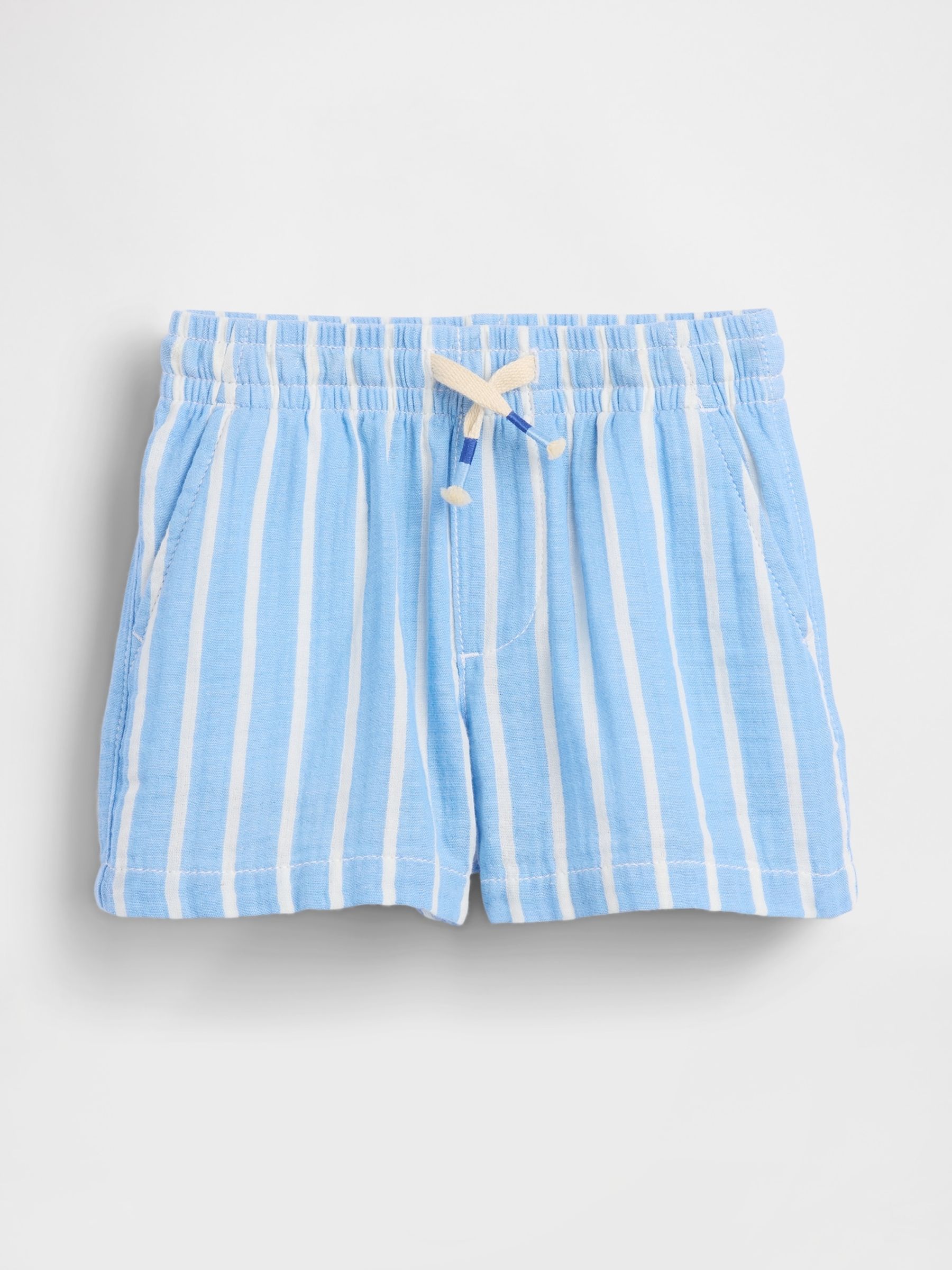 Blue Stripe Gauze Print Pull On Shorts - Image 3 of 3
