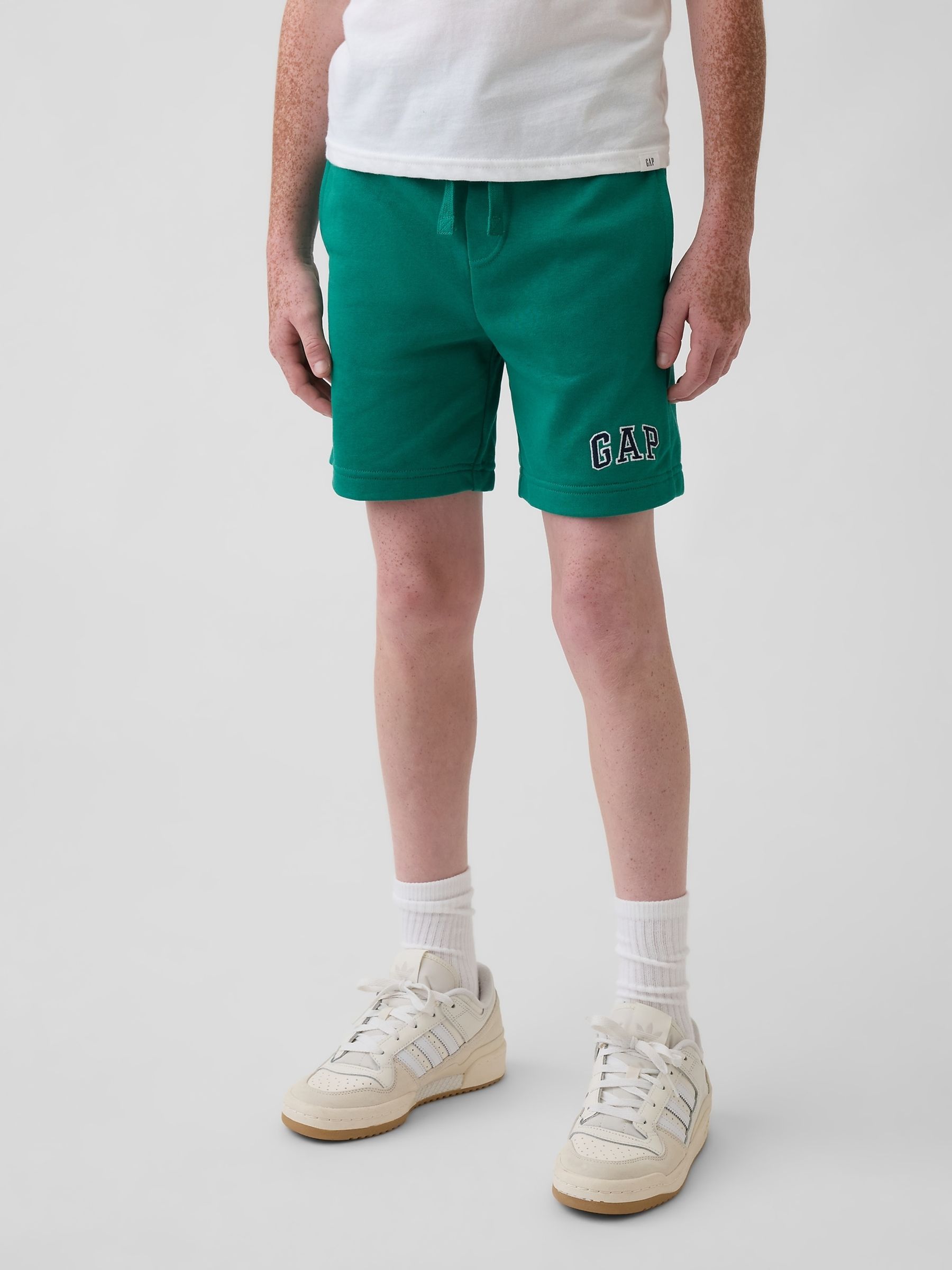 Green Relaxed Graphic French Terry Pull On Shorts - Image 1 of 5