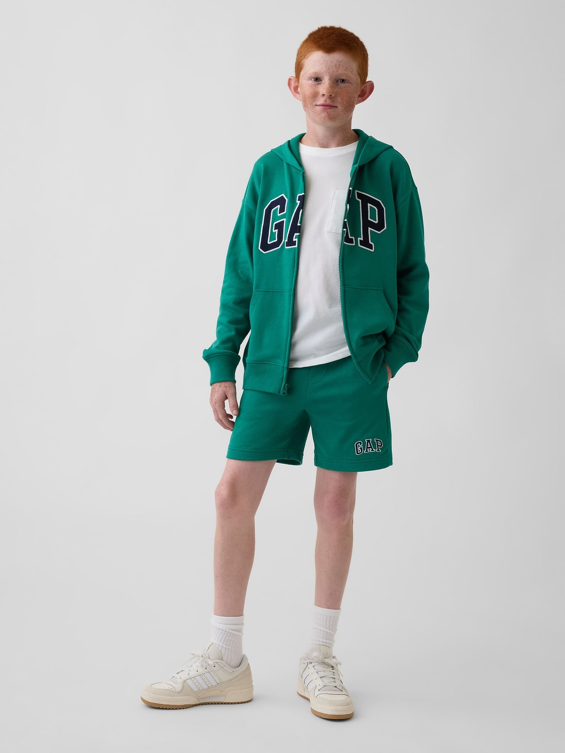 Green Relaxed Graphic French Terry Pull On Shorts - Image 3 of 5