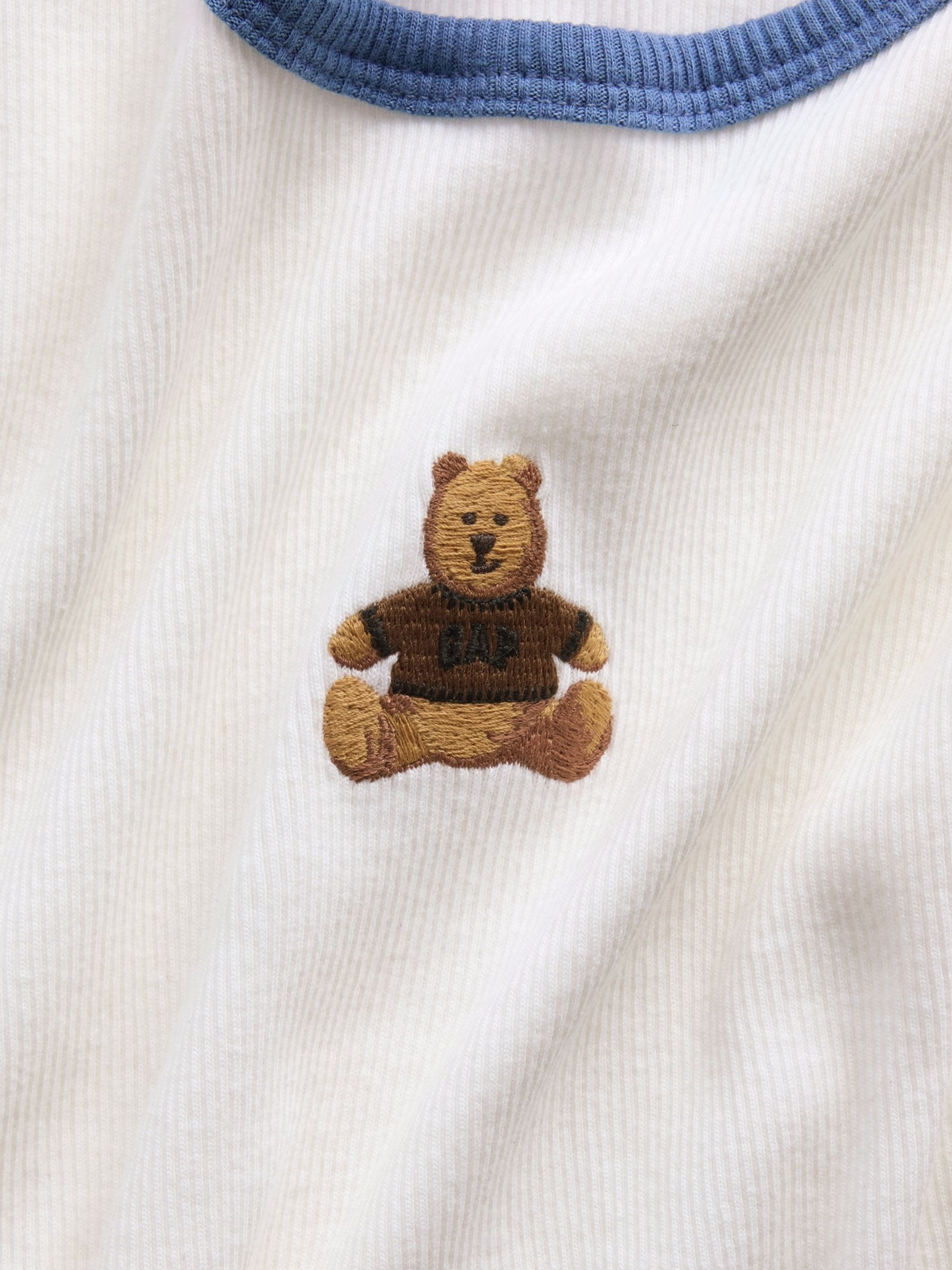White Embroidered Rib T-Shirt - Image 4 of 4