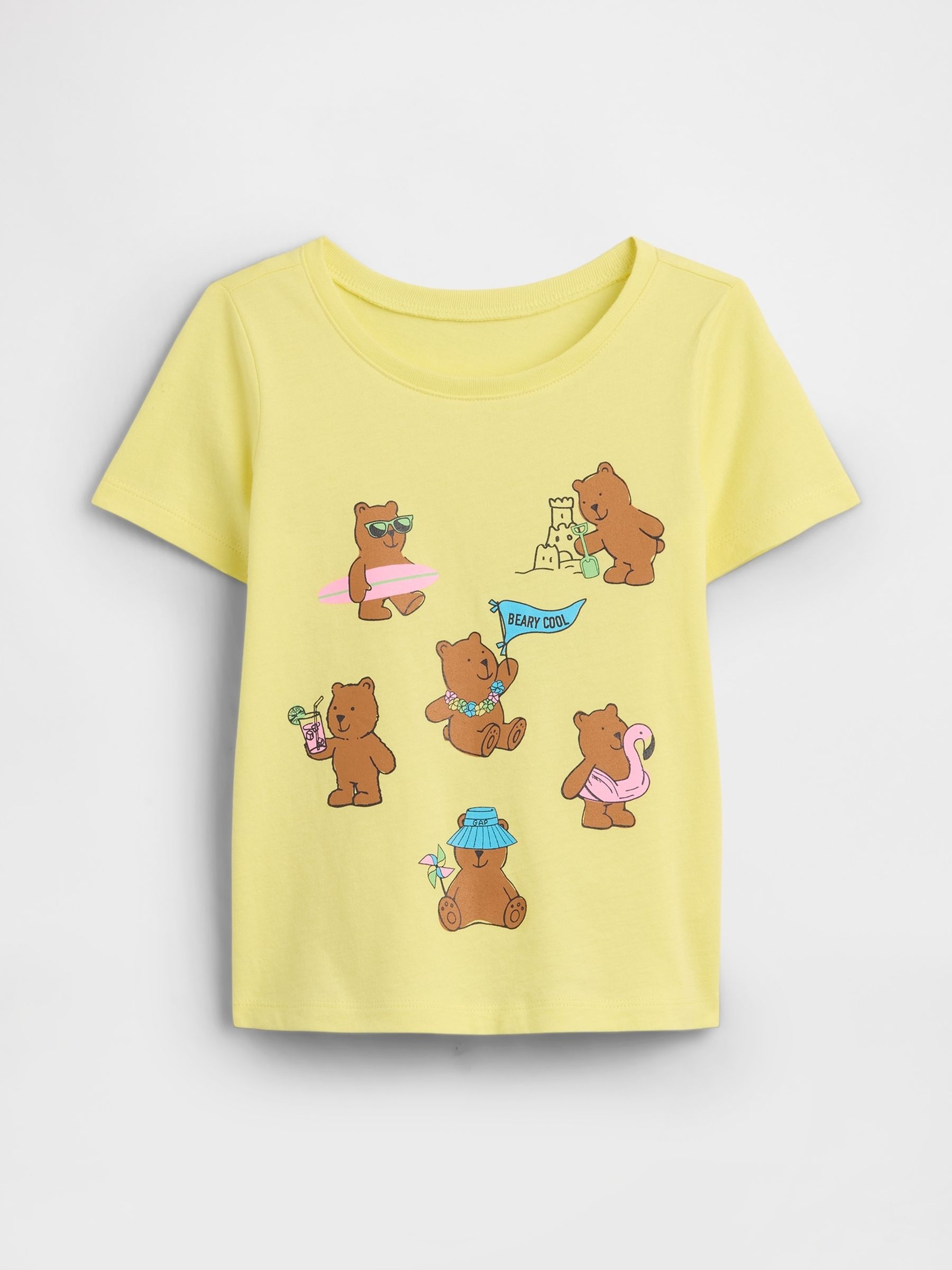 Yellow Beach Bears Graphic Short Sleeve T-Shirt - Image 1 of 3 Yellow Beach Bears Graphic Short Sleeve T-Shirt - Image 1 of 3