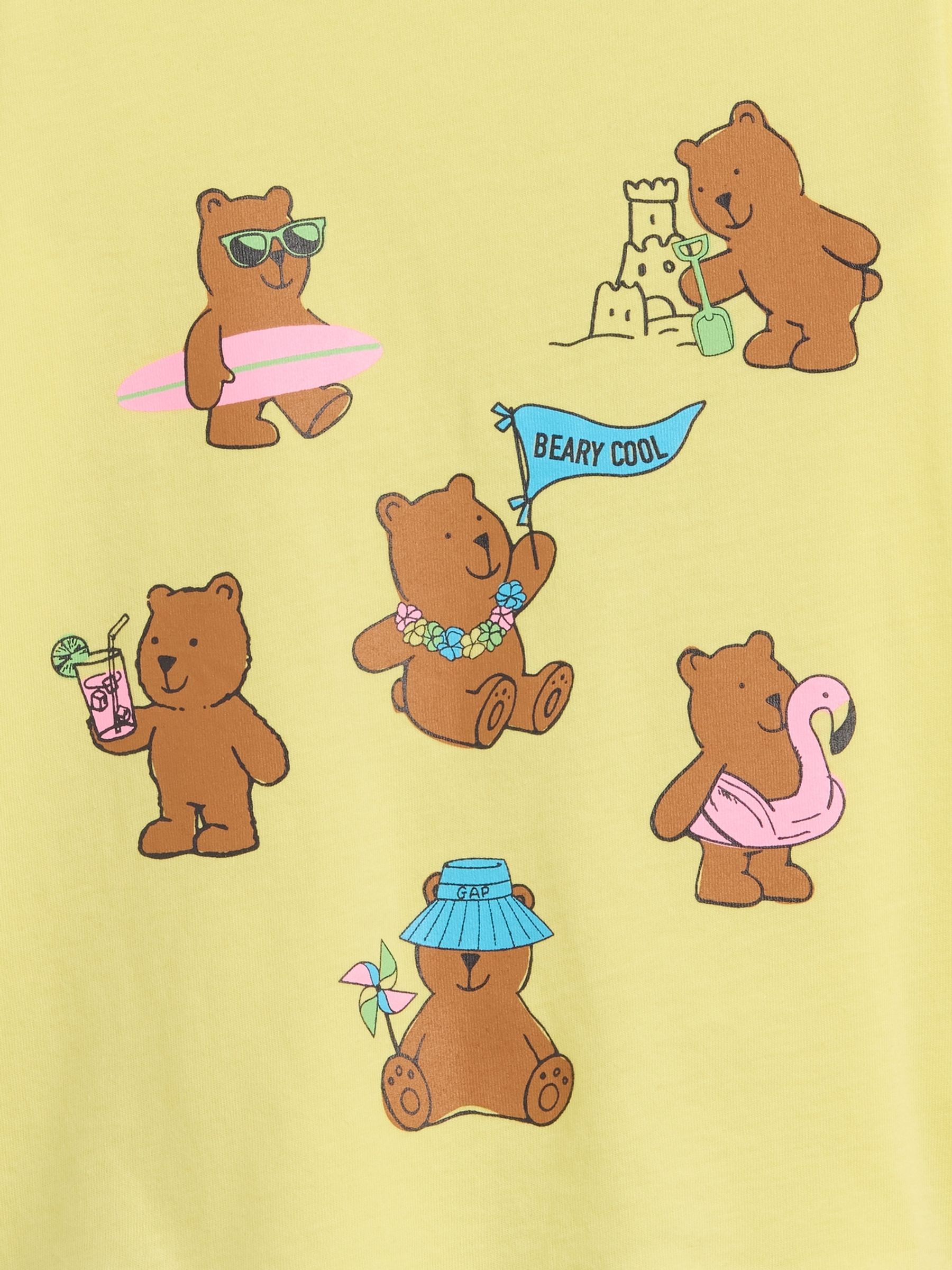 Yellow Beach Bears Graphic Short Sleeve T-Shirt - Image 3 of 3