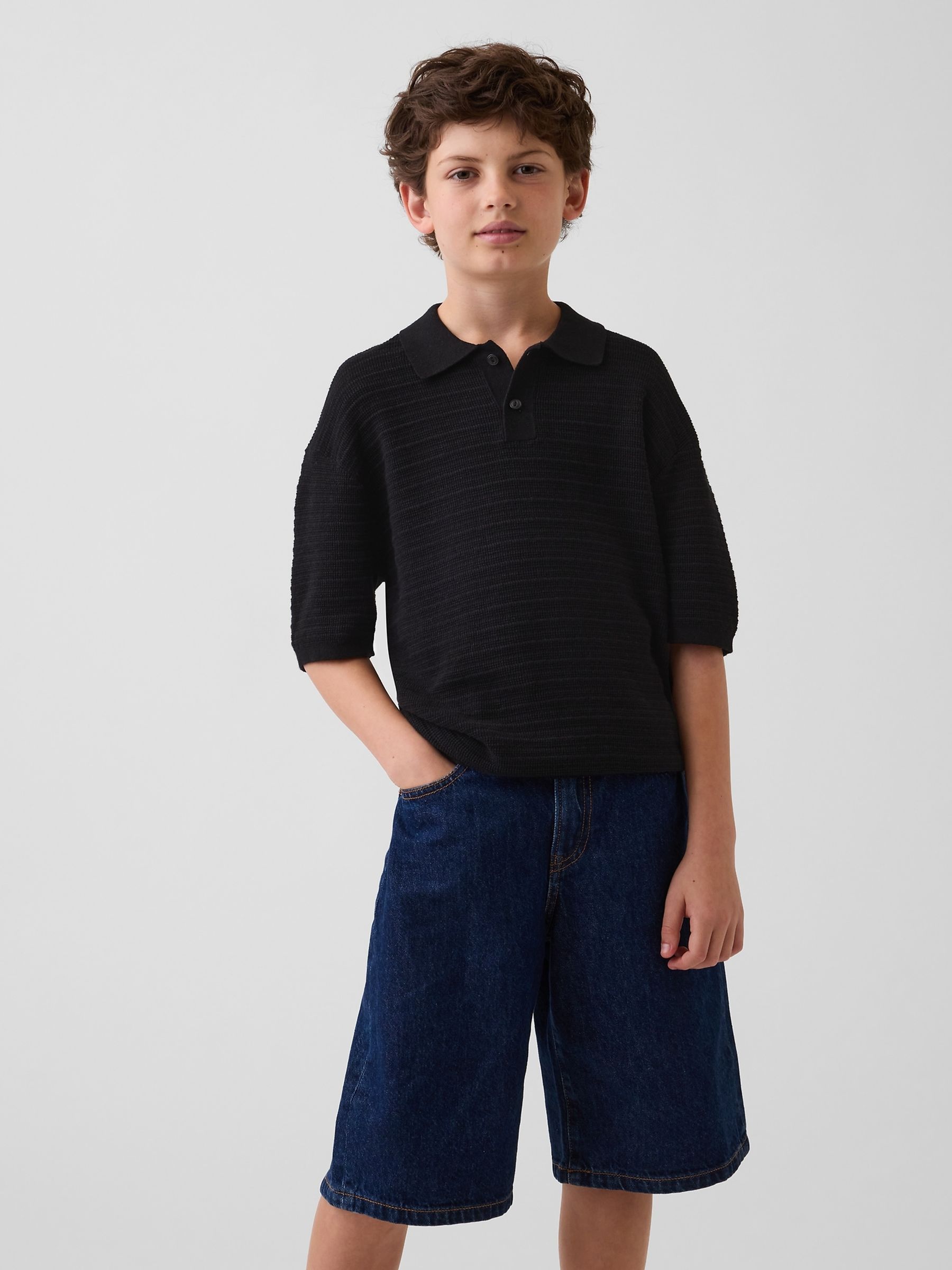 Black Relaxed Polo Shirt - Image 1 of 4