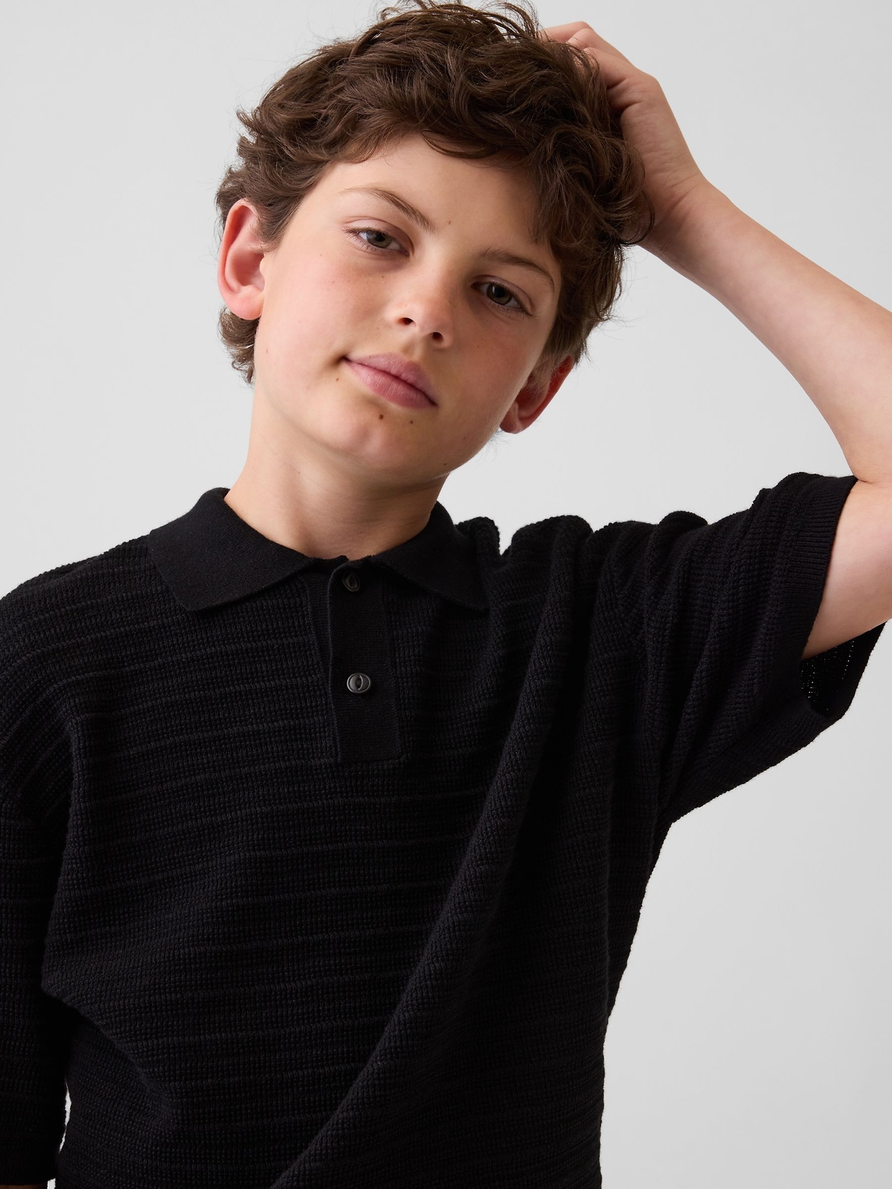 Black Relaxed Polo Shirt - Image 3 of 4