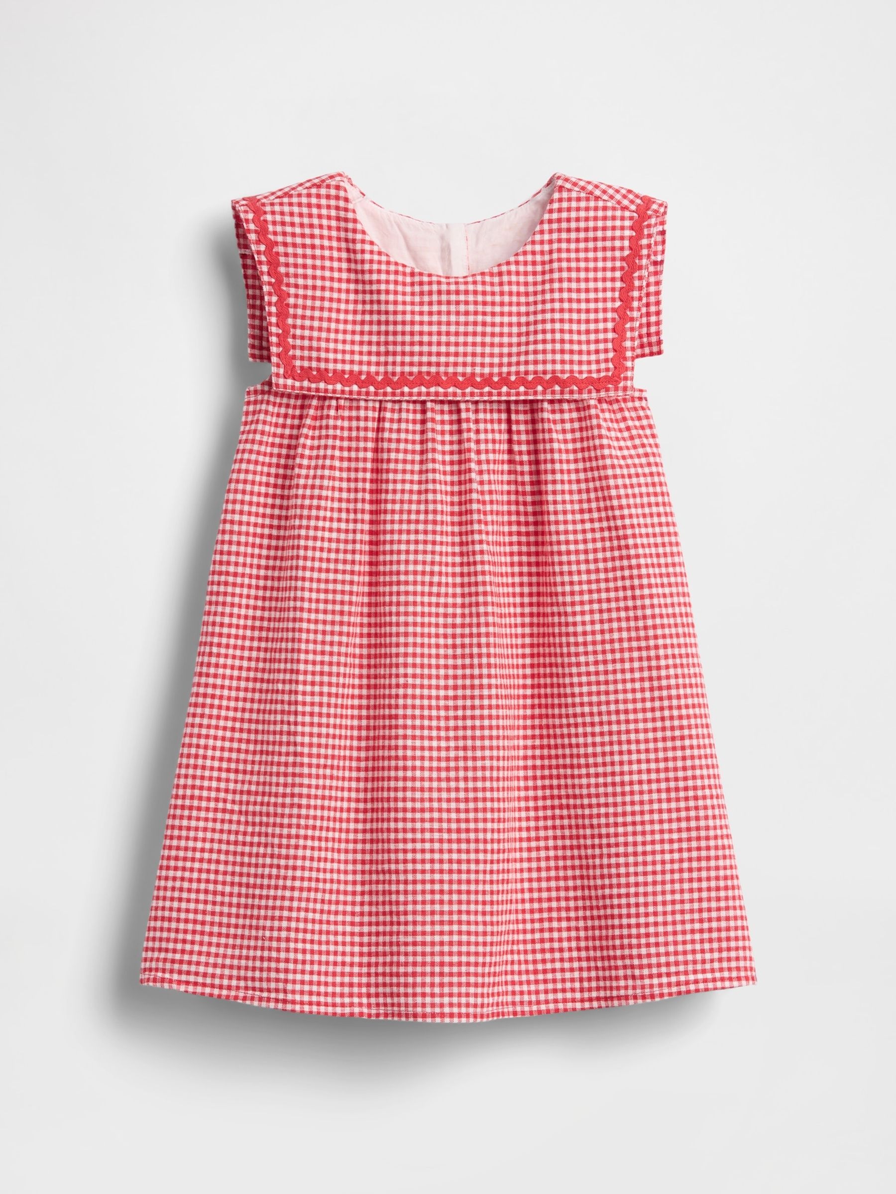 Red Linen-Cotton Gingham Sailor Dress - Image 2 of 4