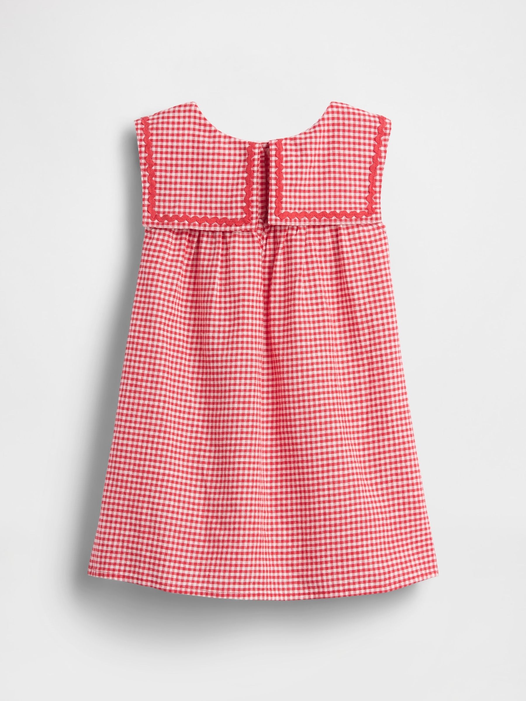Red Linen-Cotton Gingham Sailor Dress - Image 3 of 4