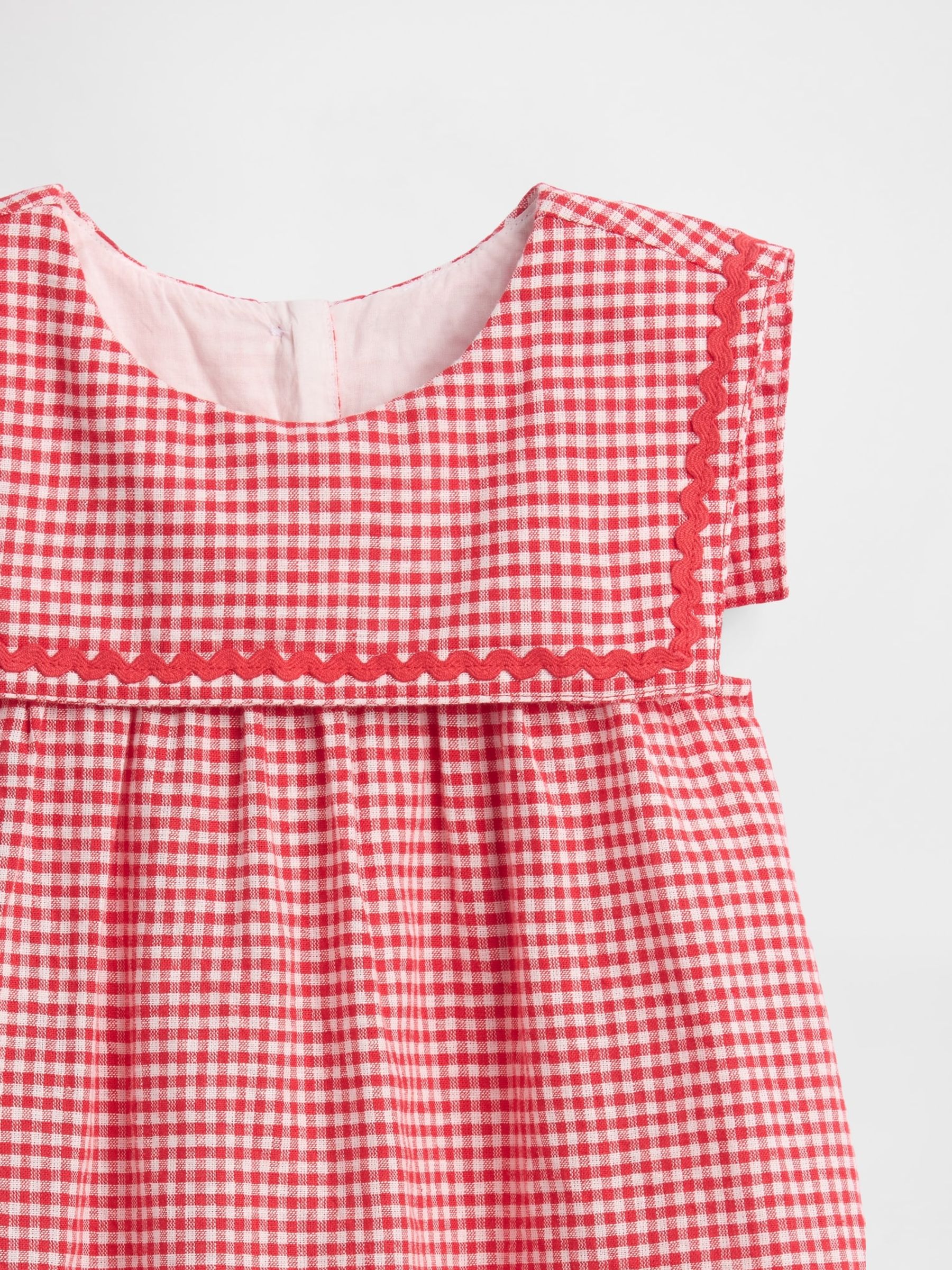 Red Linen-Cotton Gingham Sailor Dress - Image 4 of 4