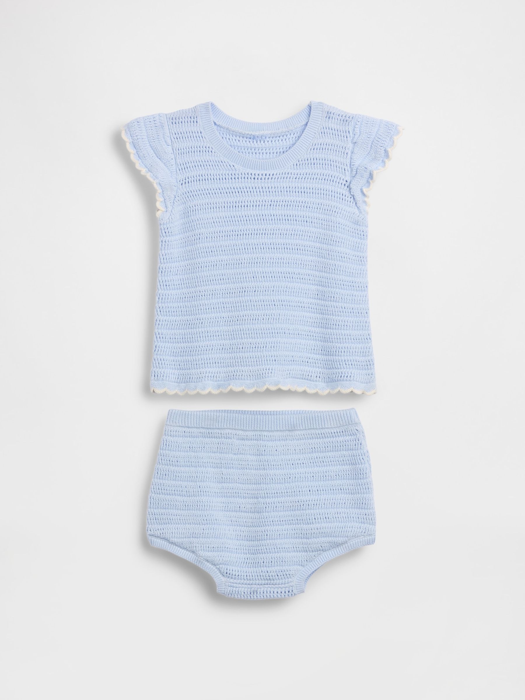 Blue Crochet Stripe Outfit Set - Image 1 of 3