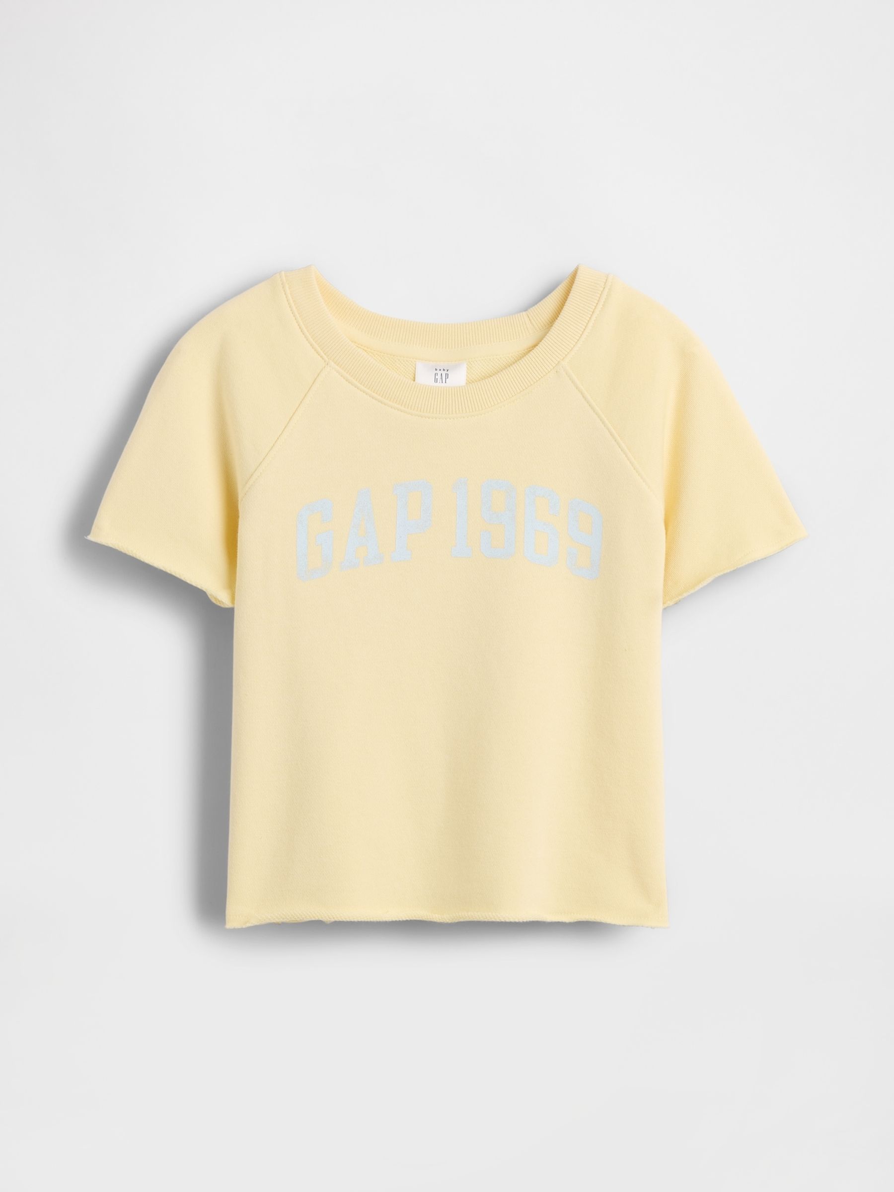 Yellow French Terry Short Sleeve Sweatshirt - Image 2 of 4 Yellow French Terry Short Sleeve Sweatshirt - Image 2 of 4