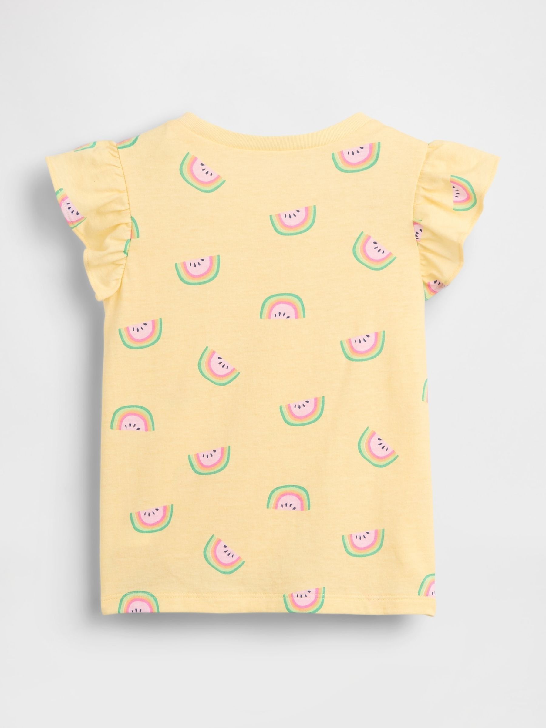 Yellow Watermelon Print Flutter Sleeve T-Shirt - Image 2 of 3