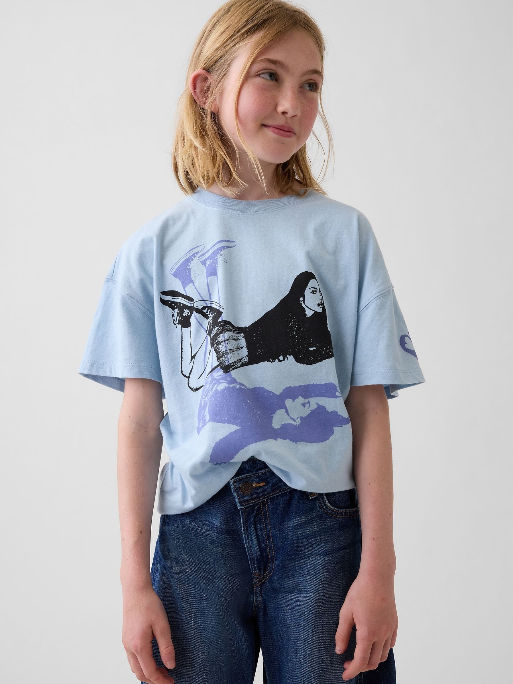 Blue Olivia Rodrigo Oversized T-Shirt - Image 1 of 3 Blue Olivia Rodrigo Oversized T-Shirt - Image 1 of 3