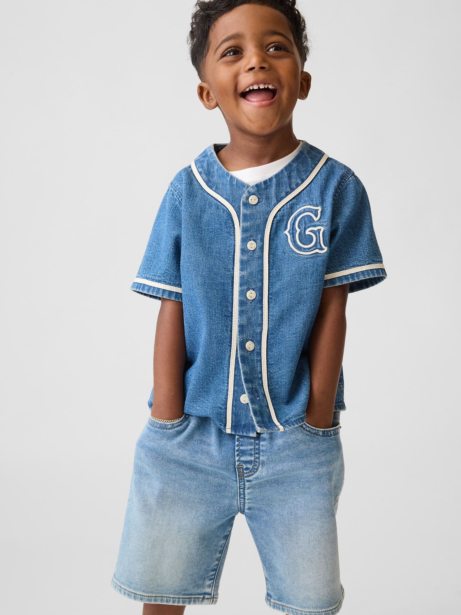 Blue Baby & Toddler Denim Varsity Logo Baseball Shirt - Image 1 of 4