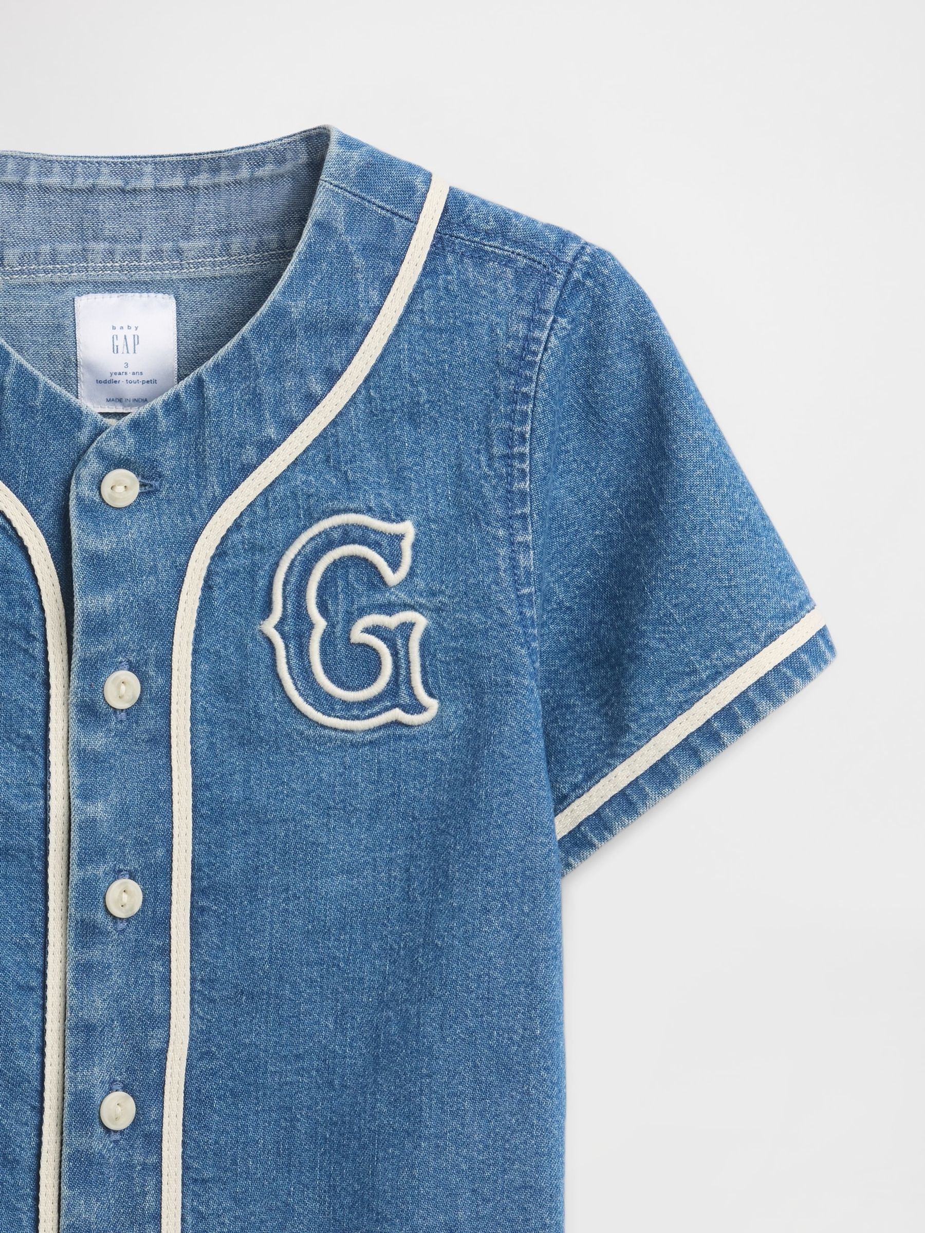 Blue Baby & Toddler Denim Varsity Logo Baseball Shirt - Image 4 of 4
