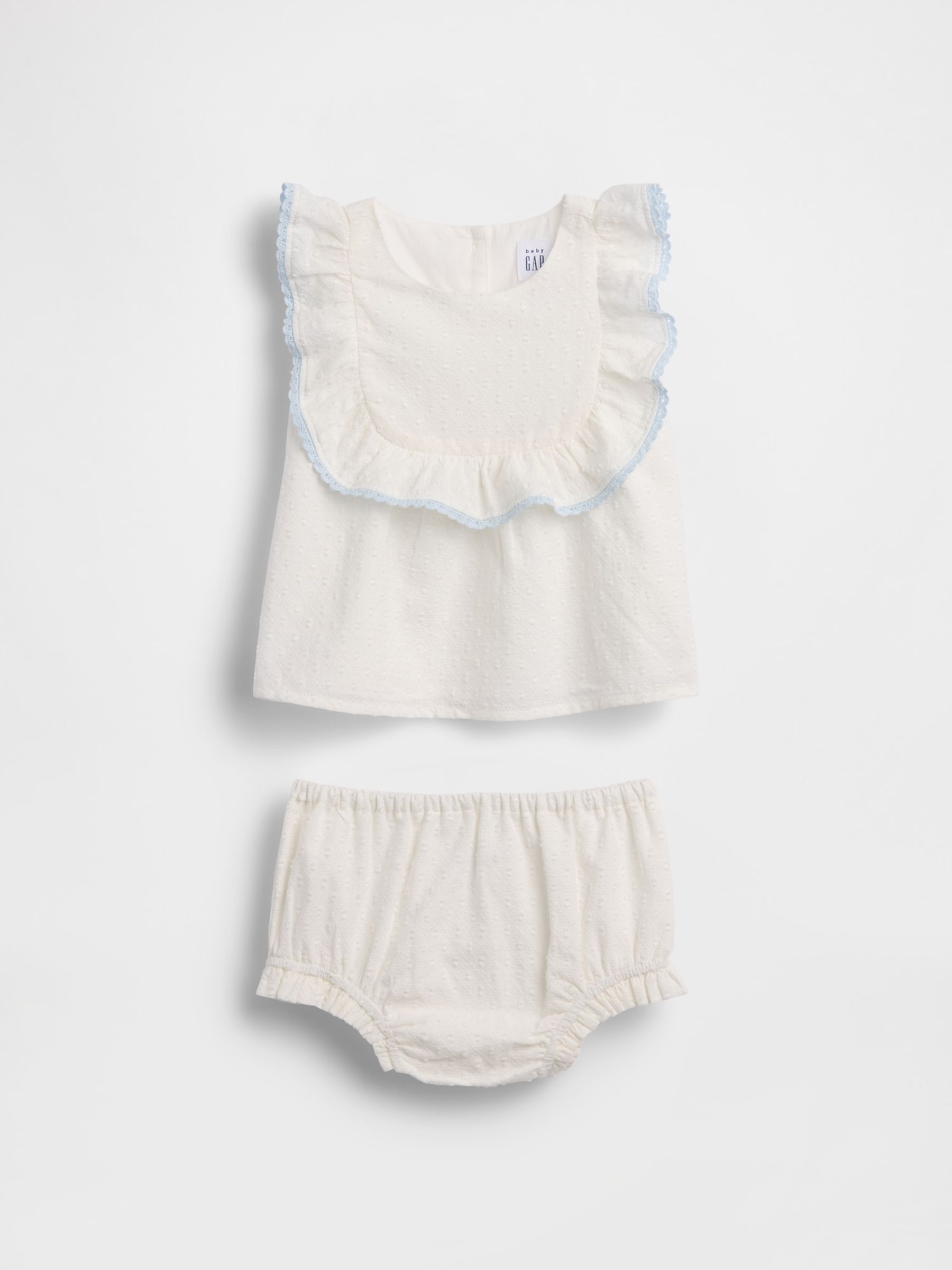White Eyelet Bib Outfit Set - Image 1 of 3 White Eyelet Bib Outfit Set - Image 1 of 3