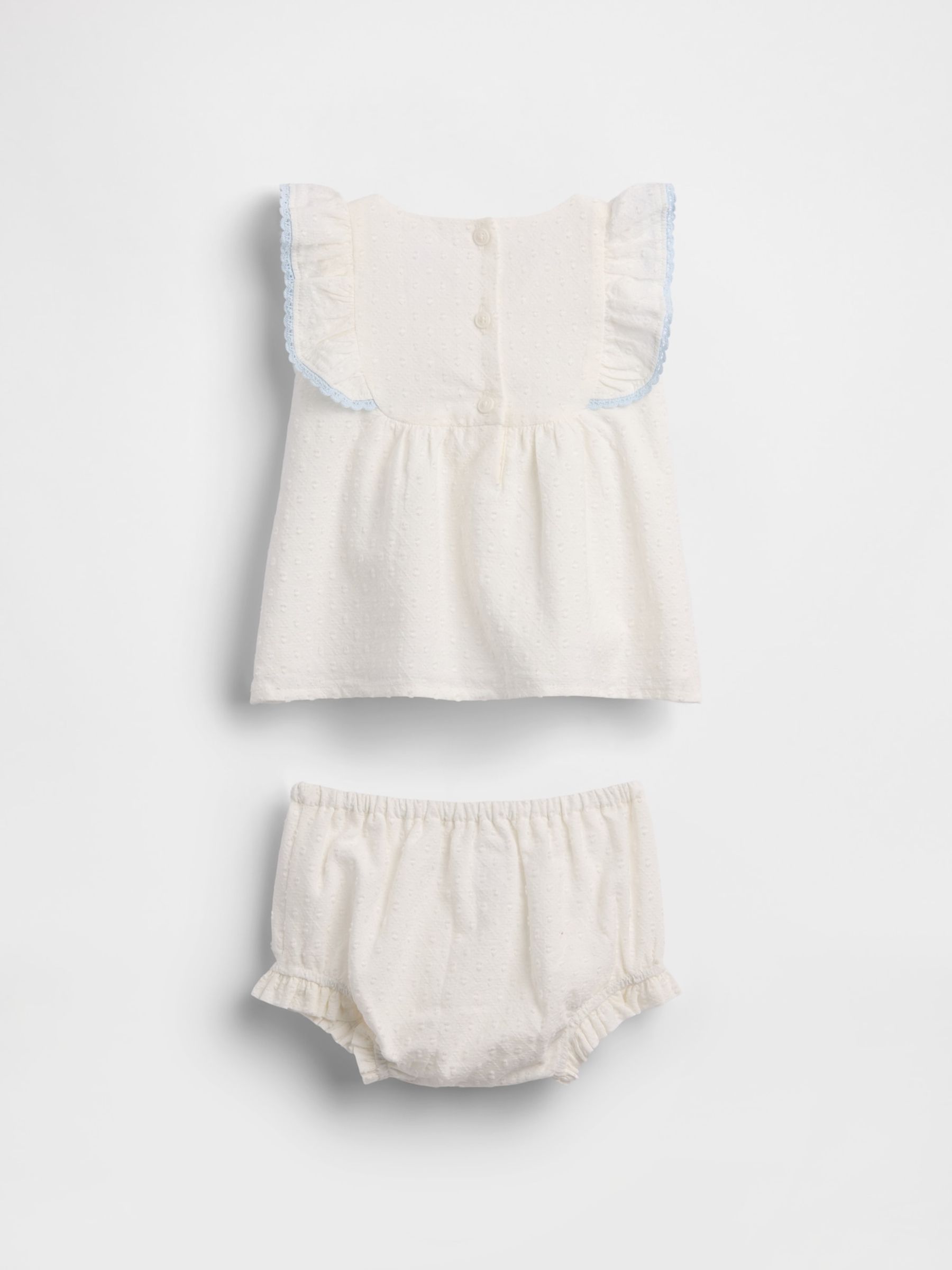 White Eyelet Bib Outfit Set - Image 2 of 3 White Eyelet Bib Outfit Set - Image 2 of 3
