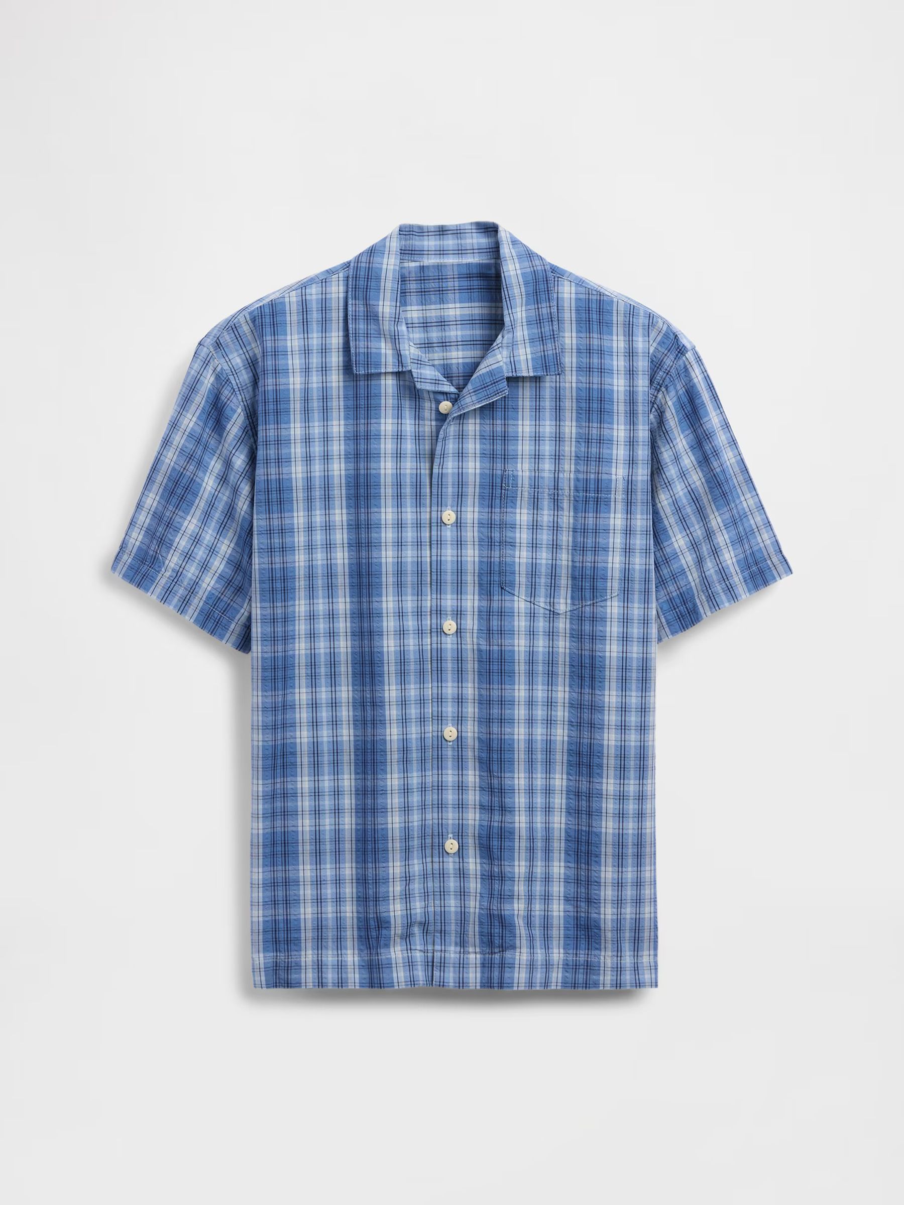 Blue Textured Check Relaxed Holiday Shirt - Image 3 of 3