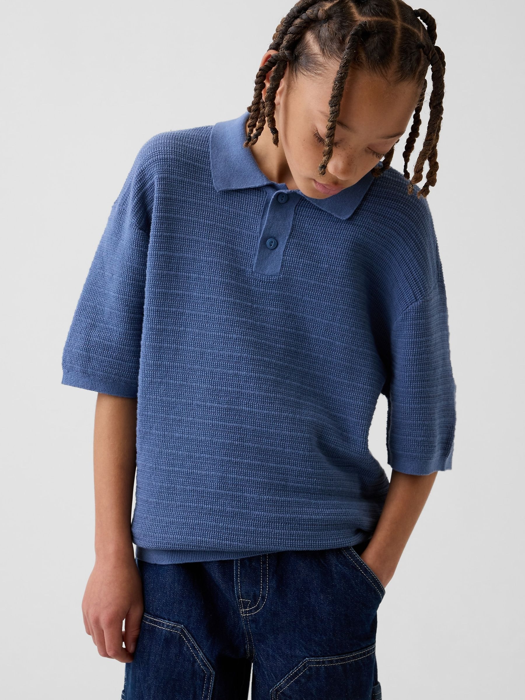 Blue Relaxed Polo Shirt - Image 1 of 4