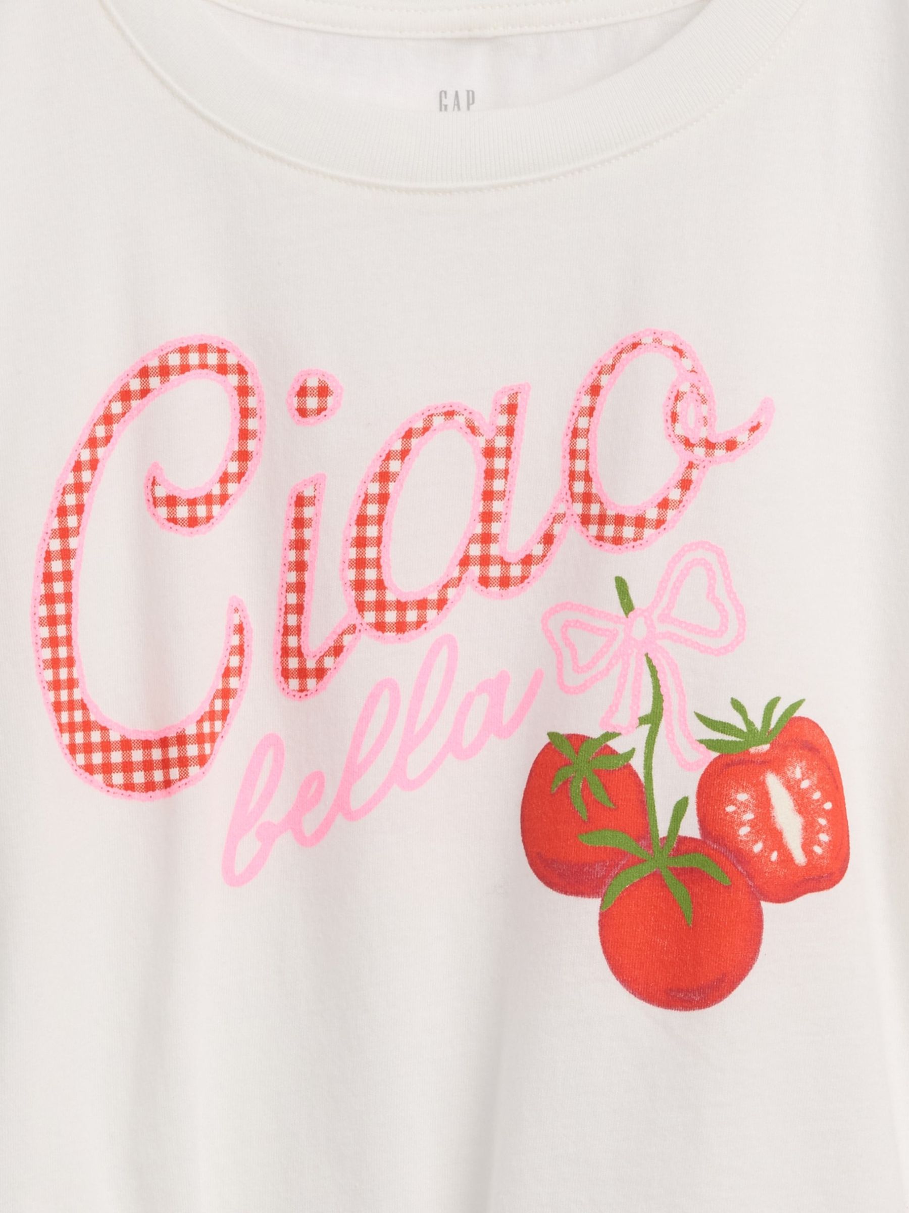 White Tomato Oversized Knot-Tie Graphic Short Sleeve T-Shirt - Image 3 of 3