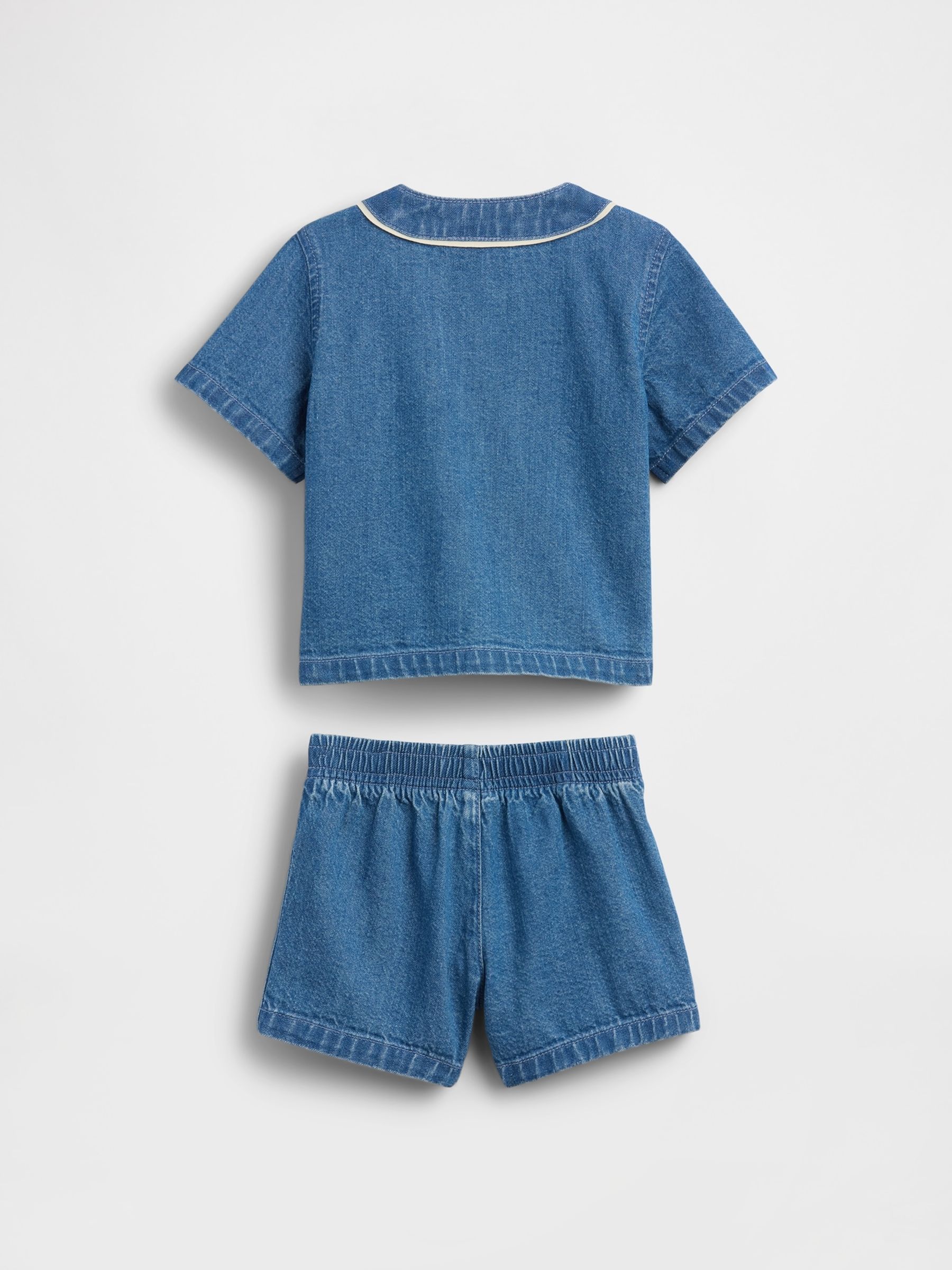 Blue Denim Varsity Top & Short Sets - Image 2 of 3