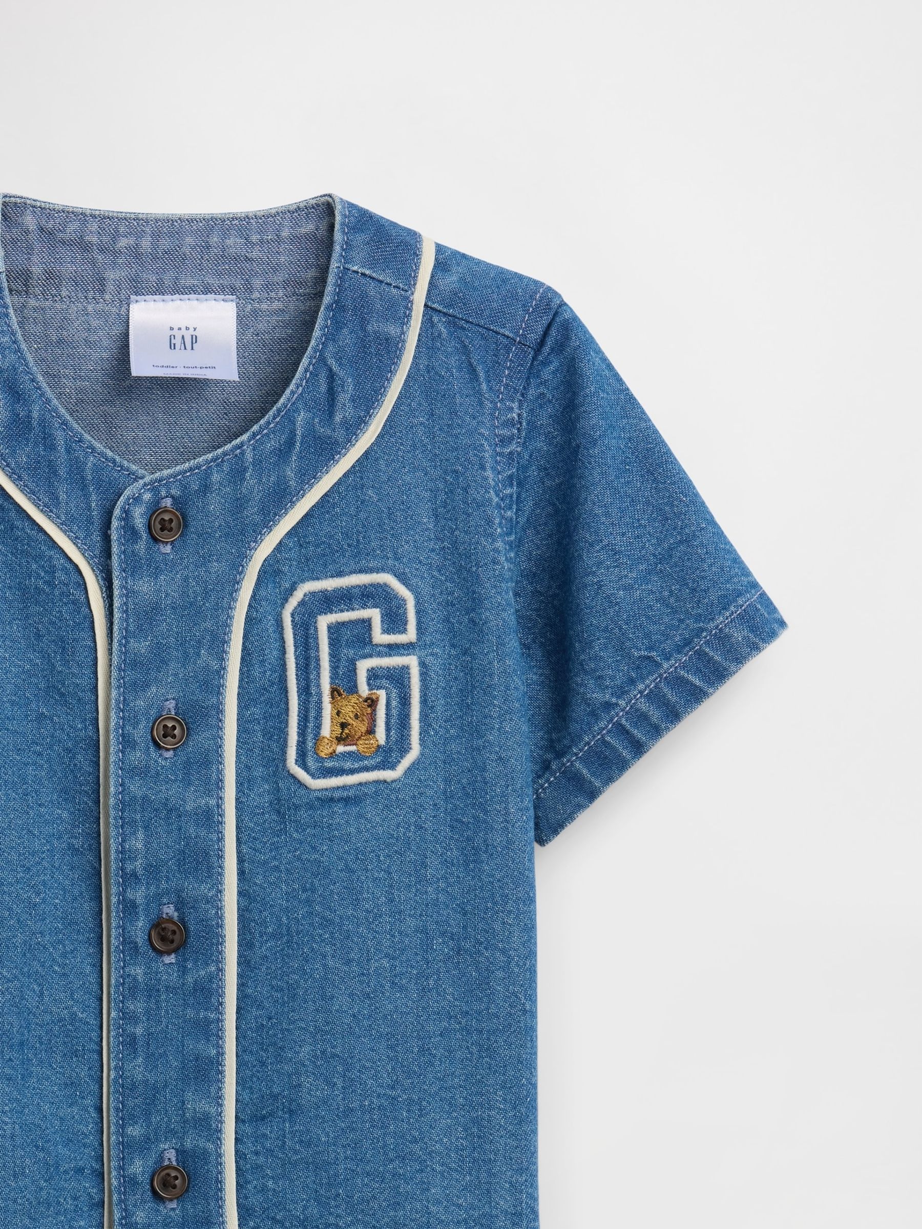 Blue Denim Varsity Top & Short Sets - Image 3 of 3