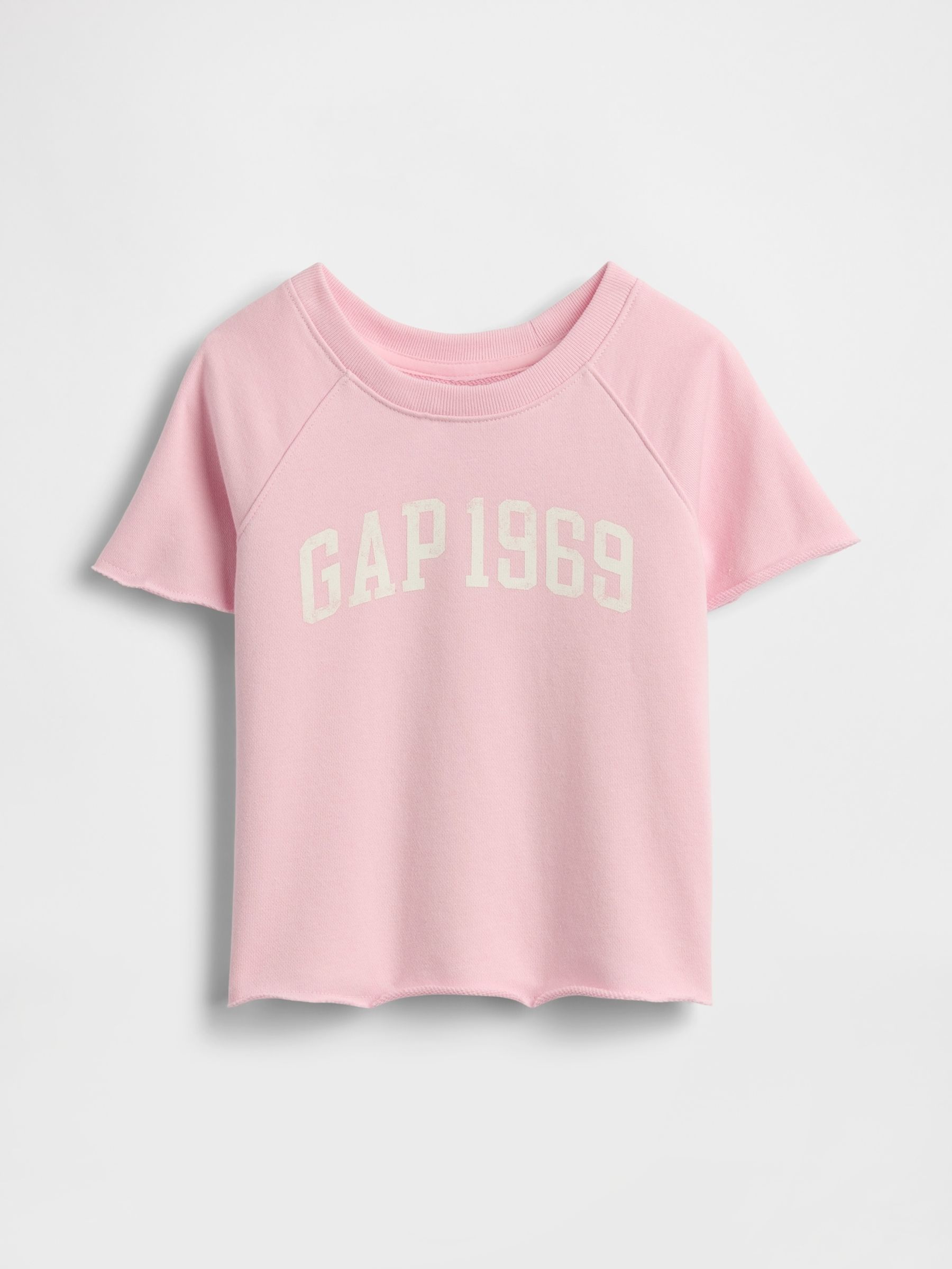 Pink French Terry Short Sleeve Sweatshirt - Image 1 of 3 Pink French Terry Short Sleeve Sweatshirt - Image 1 of 3