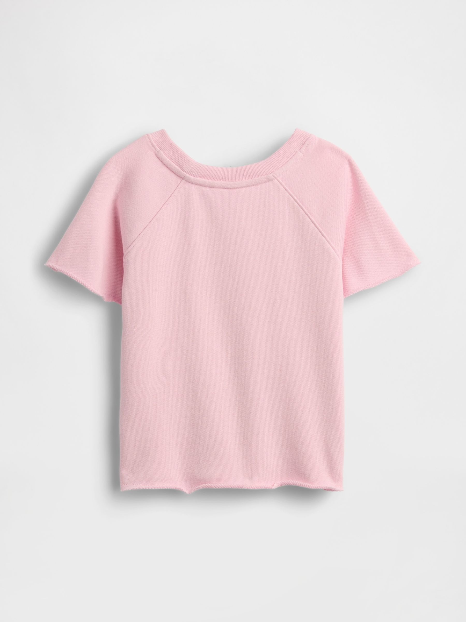 Pink French Terry Short Sleeve Sweatshirt - Image 2 of 3 Pink French Terry Short Sleeve Sweatshirt - Image 2 of 3