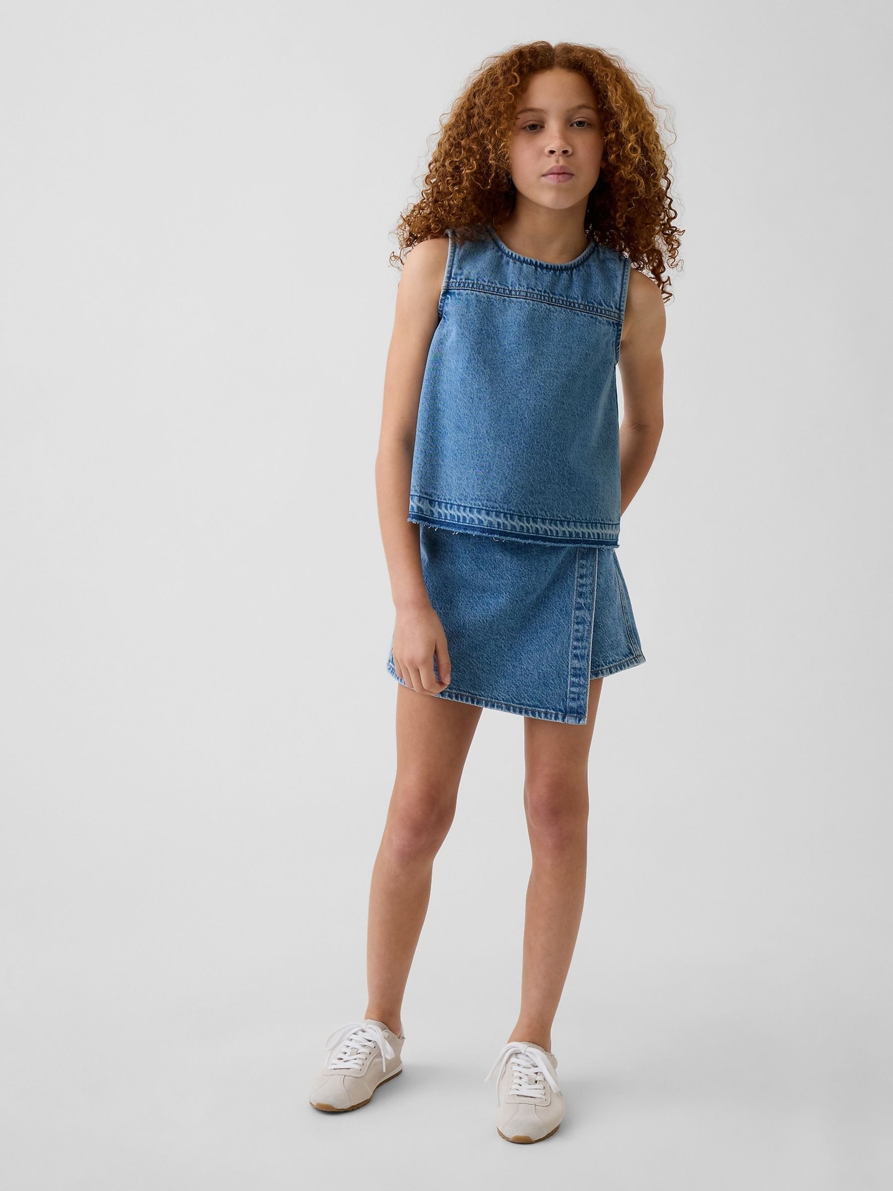 Blue Denim Wrap Skort - Image 1 of 3