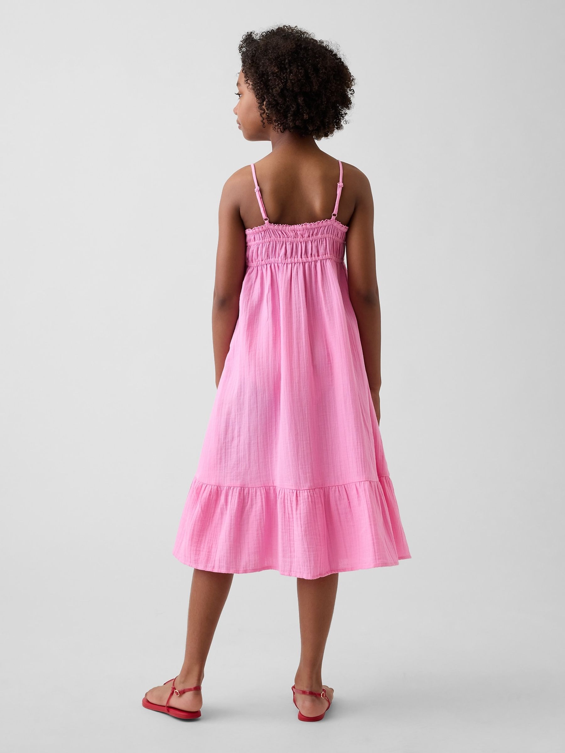 Pink Gauze Midi Dress - Image 2 of 5