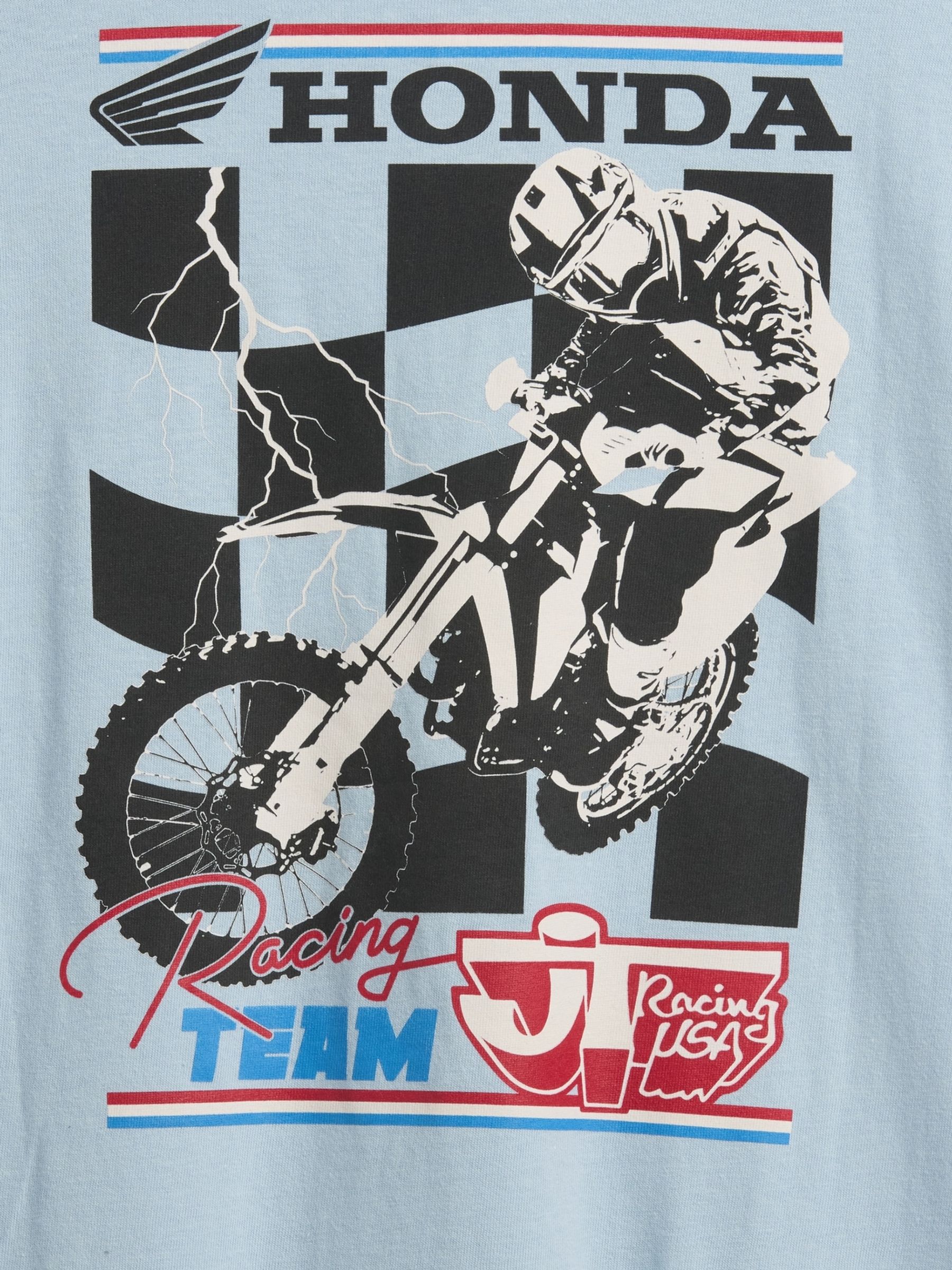 Blue Honda Relaxed Graphic Short Sleeve T-Shirt - Image 3 of 3 Blue Honda Relaxed Graphic Short Sleeve T-Shirt - Image 3 of 3