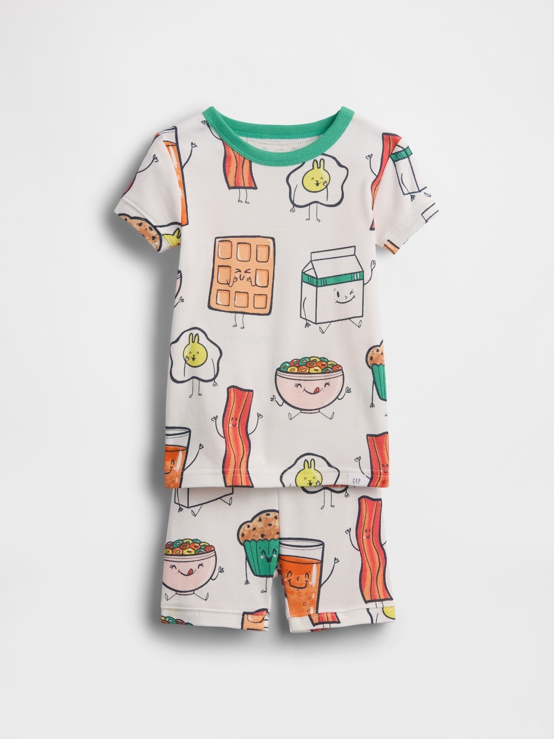White Brushed Cotton Breakfast Pyjamas Short Set - Image 1 of 2