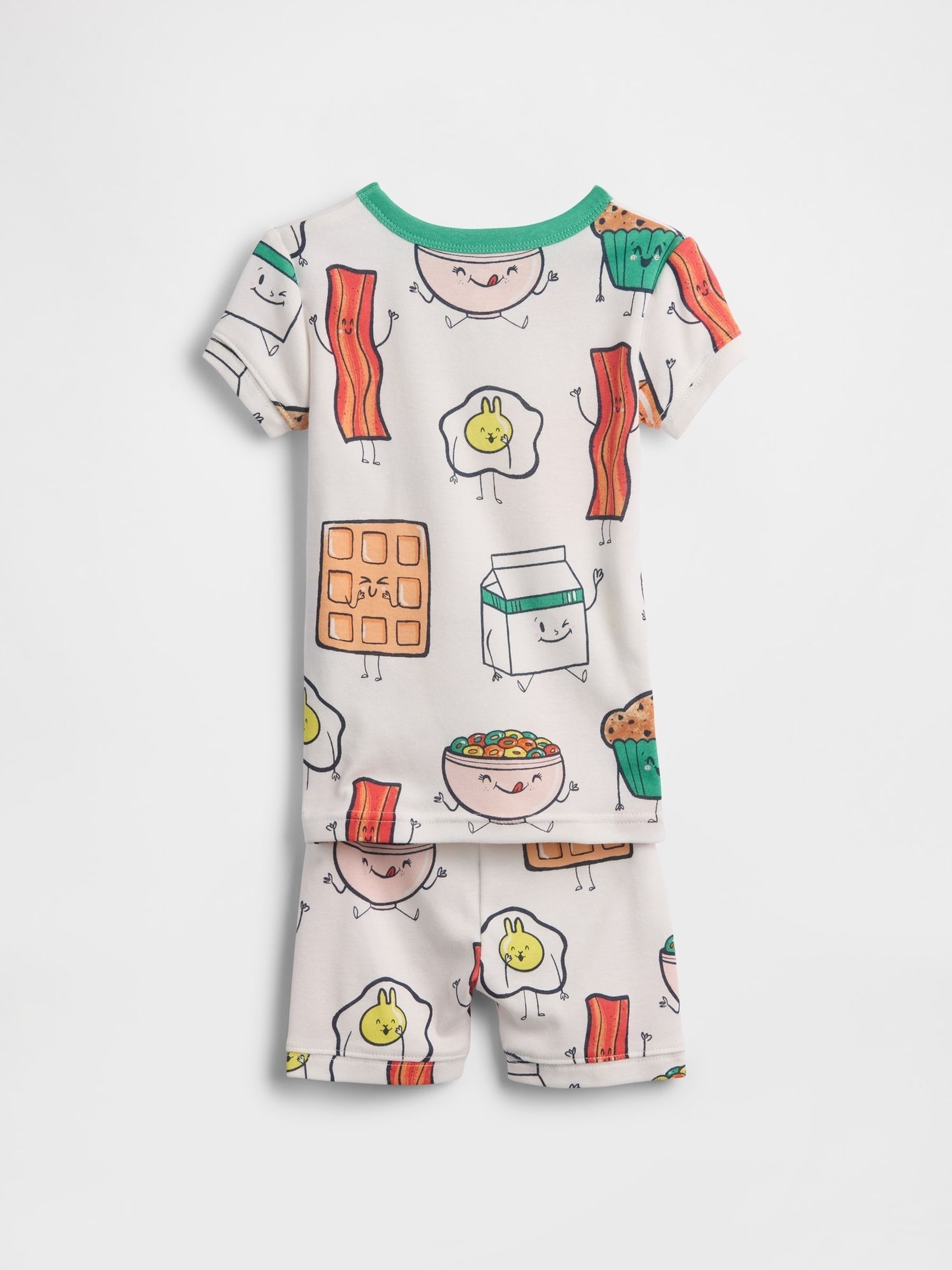 White Brushed Cotton Breakfast Pyjamas Short Set - Image 2 of 2
