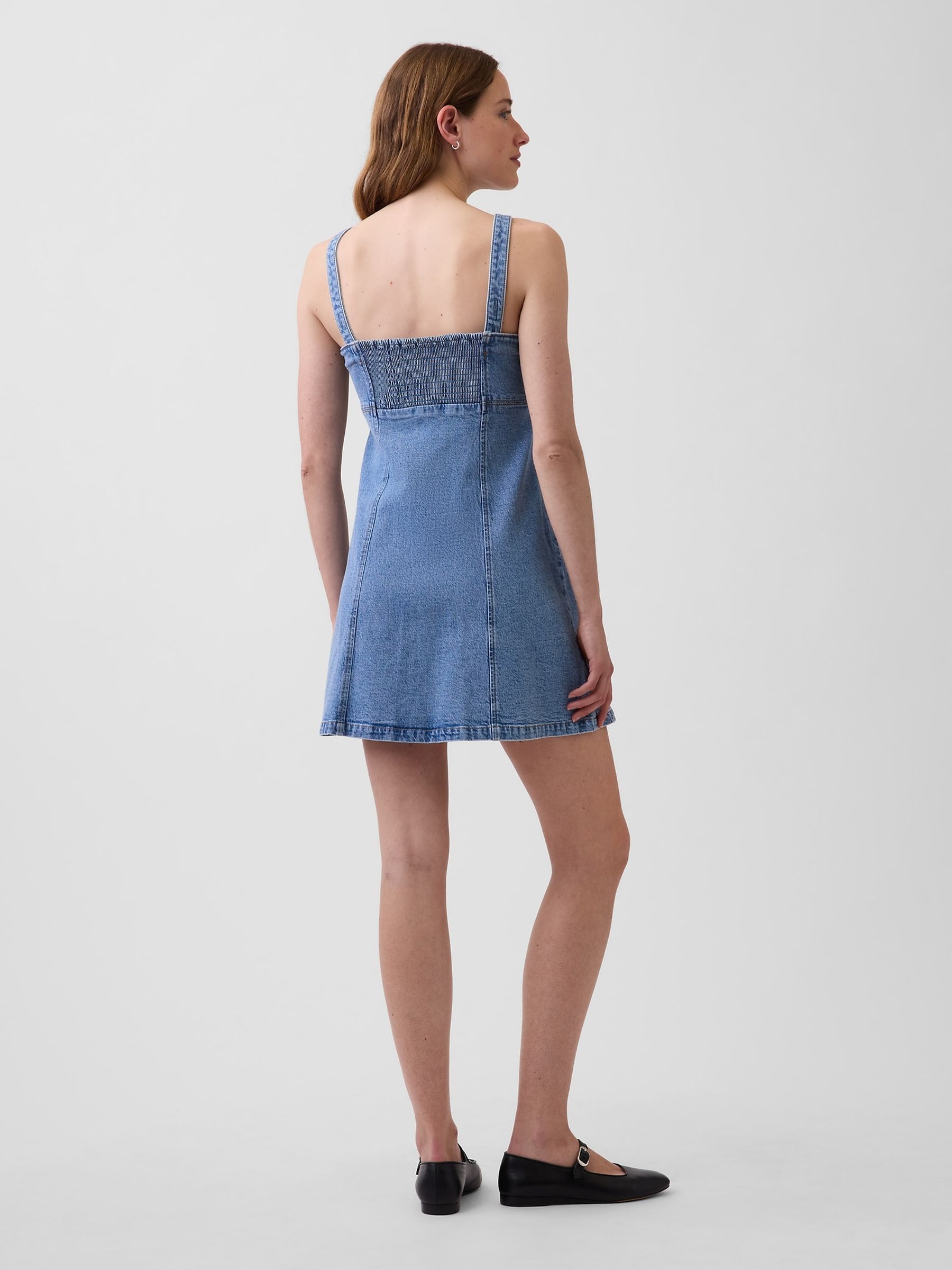 Blue Denim Panelled Mini Dress - Image 2 of 5 Blue Denim Panelled Mini Dress - Image 2 of 5