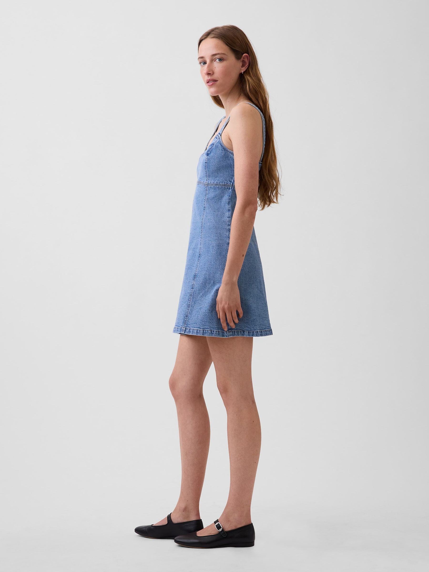 Blue Denim Panelled Mini Dress - Image 4 of 5